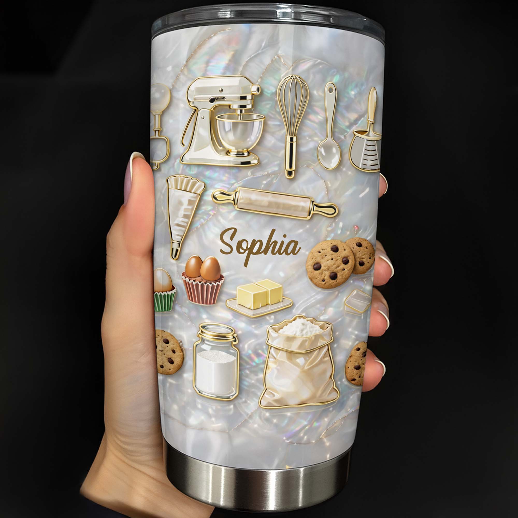 Personalized Baking With Love And Sweet Ingredients Stand Mixer And Cookies Tumbler Bakers Gift Personalized Baking With Love And Sweet Ingredients Stand Mixer And Cookies Tumbler Bakers Gift - Image 1