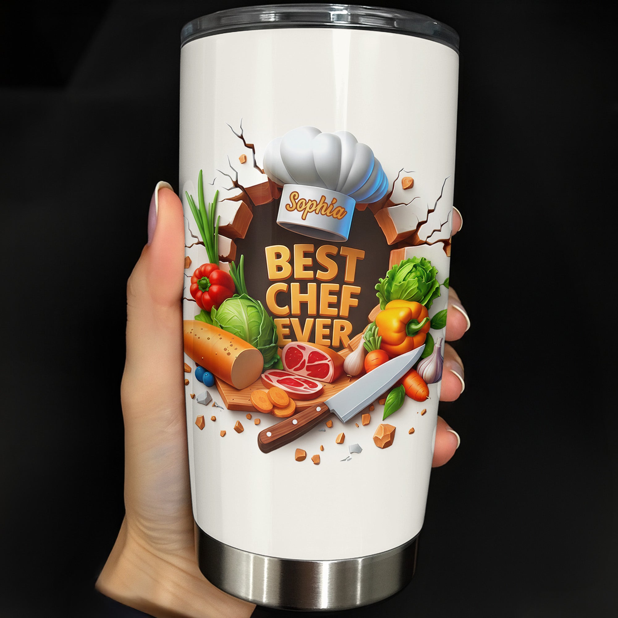 Personalized Best Chef Ever With Chef Hat And Fresh Ingredients Tumbler Gifts For Chefs Personalized Best Chef Ever With Chef Hat And Fresh Ingredients Tumbler Gifts For Chefs - Image 1