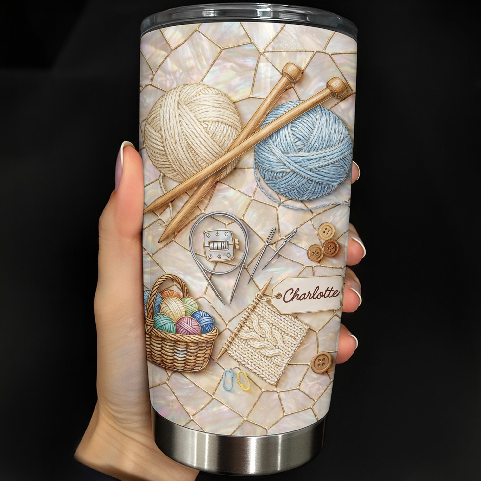 Personalized Celebrate The Art Of Crafting With Yarn And Knitting Needles Tumbler Crafters Gift Personalized Celebrate The Art Of Crafting With Yarn And Knitting Needles Tumbler Crafters Gift - Image 1