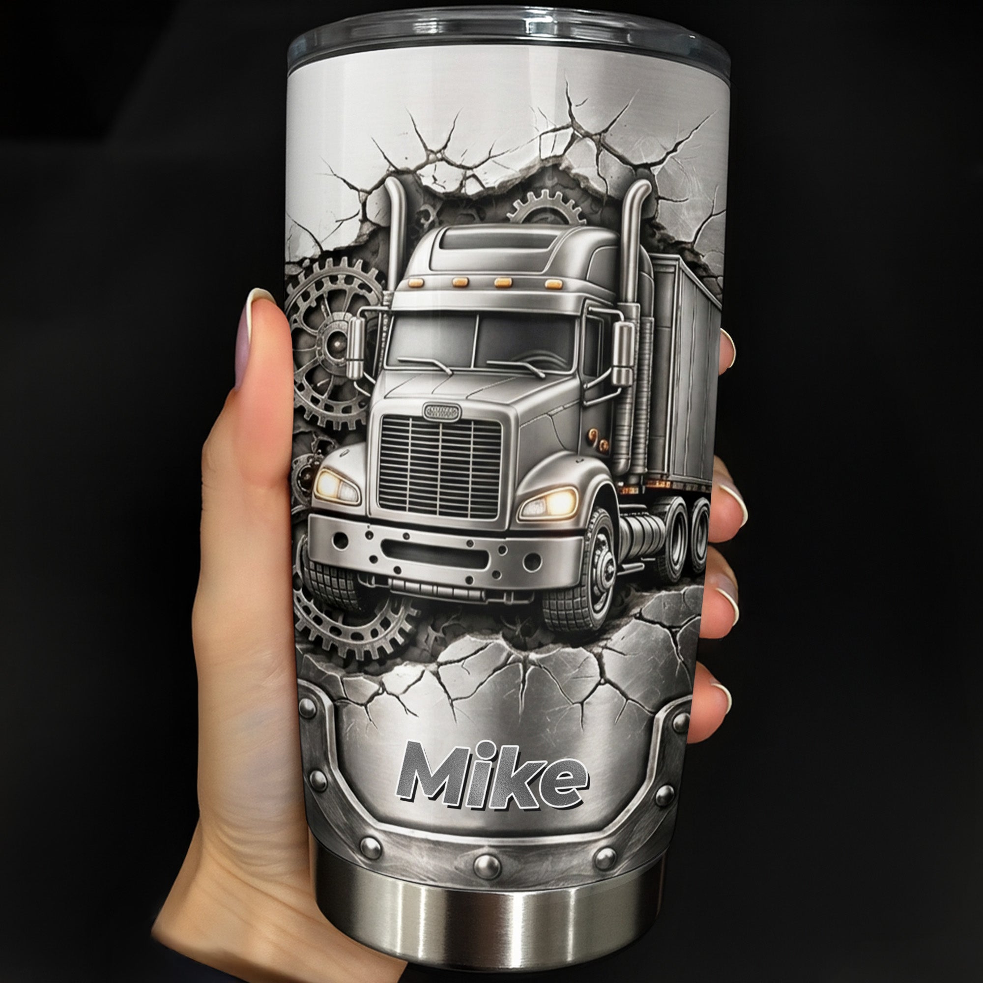Personalized Rugged Truck With Gears Tumbler Best Gifts For Truck Driver Personalized Rugged Truck With Gears Tumbler Best Gifts For Truck Driver - Image 1