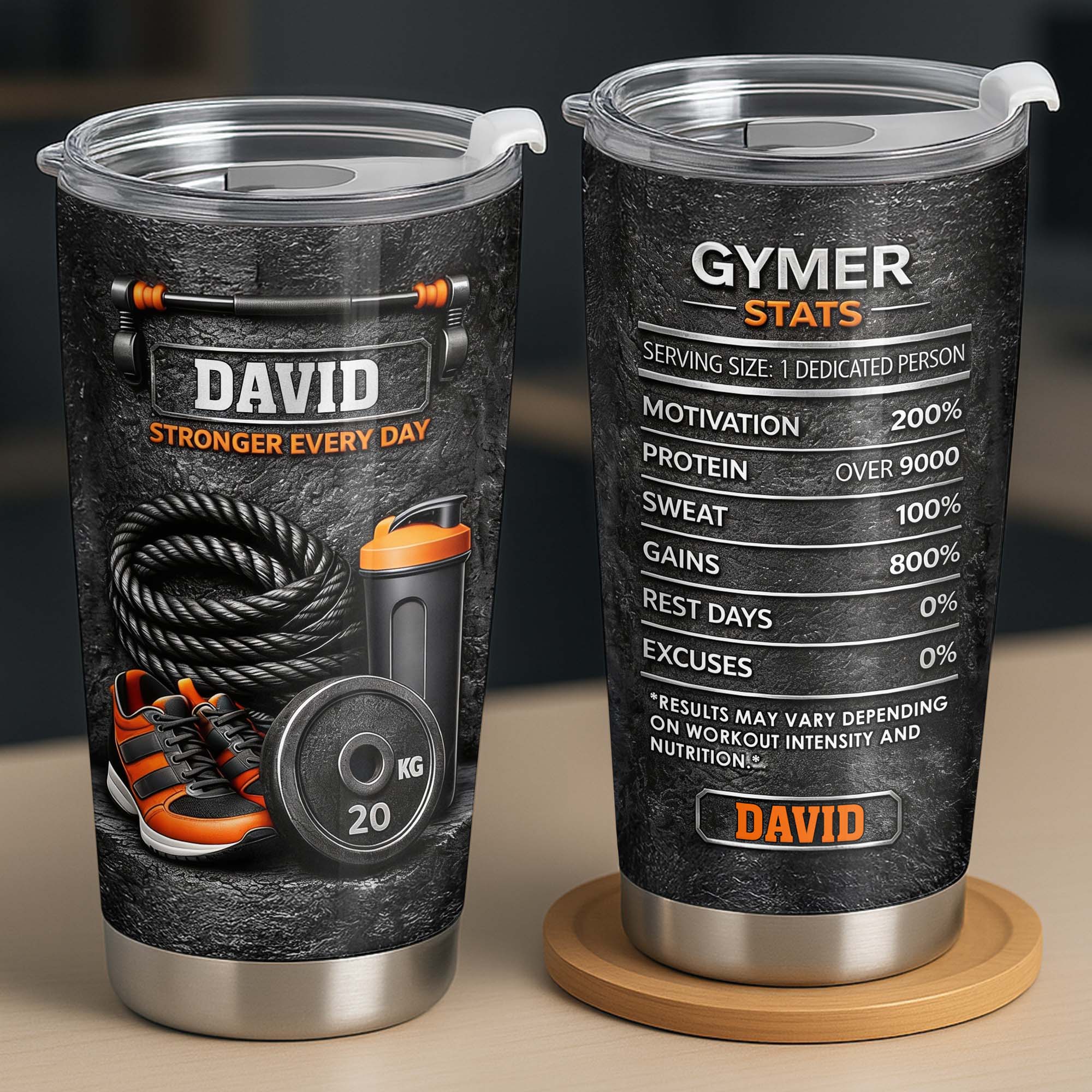 Personalized Stronger Every Day With Dumbbell Sneakers And Water Bottle Tumbler Gifts For Gymer Personalized Stronger Every Day With Dumbbell Sneakers And Water Bottle Tumbler Gifts For Gymer - Image 1