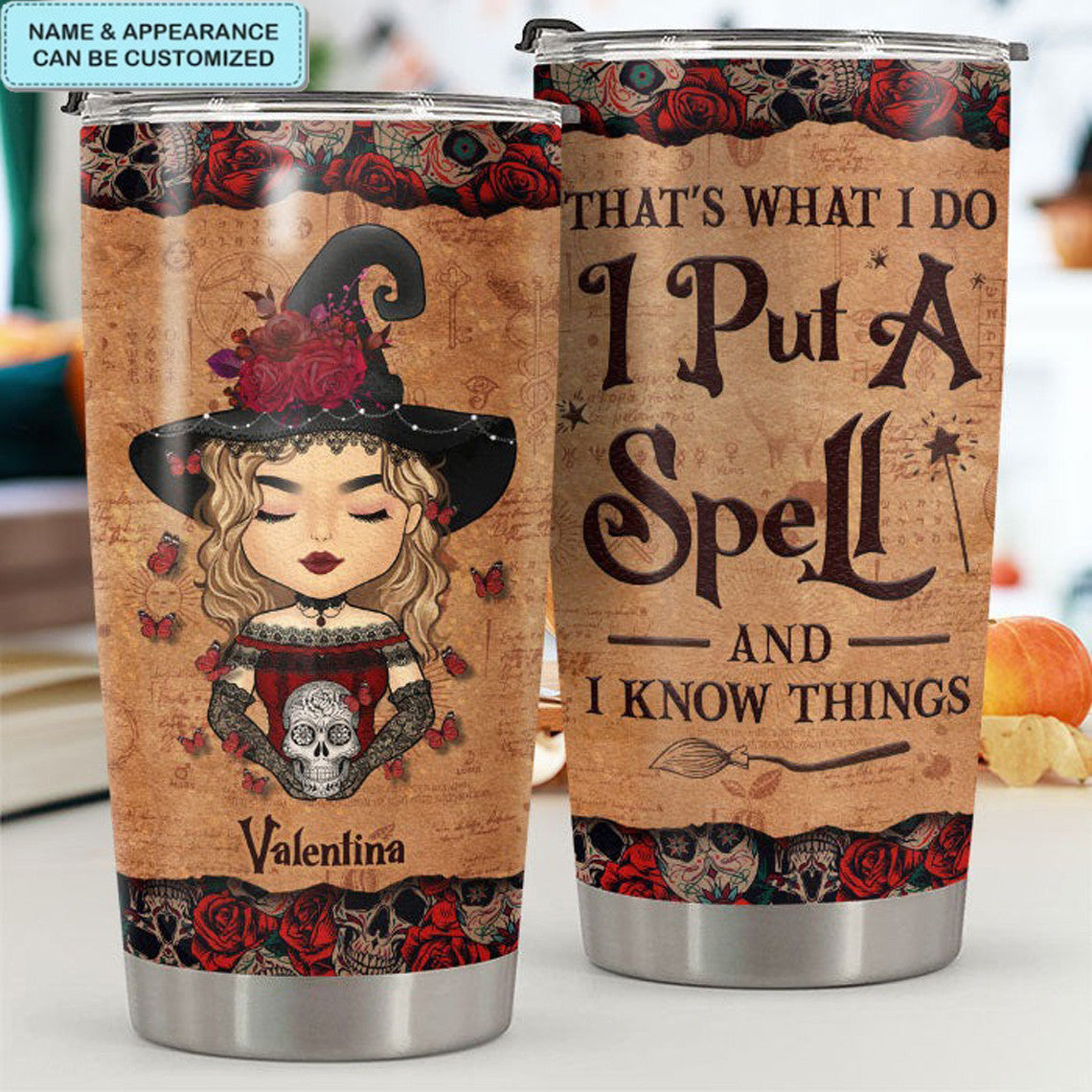 Custom I Put A Spell And I Know Things Tumbler Scary Halloween Tumblers Gift For Halloween