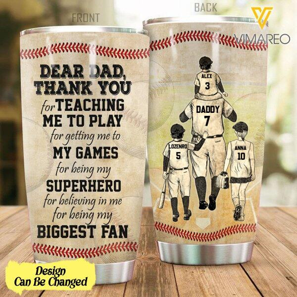 DAD BASEBALL WITH PERSONALIZED KIDS TUMBLER TNDT1707 - Image 2