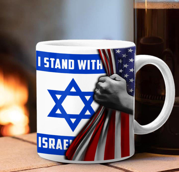 I Stand With Israel Mug American And Israeli Flag Together Mug Support IDF