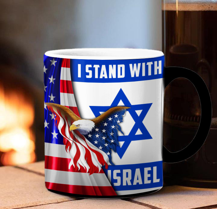 I Stand With Israel Mug Eagle American And Israeli Flag Mug Support Pro Israel Strong - Image 2