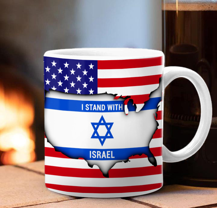 I Stand With Israel Mug Supporters American And Israeli Flag Together Patriotic Mug