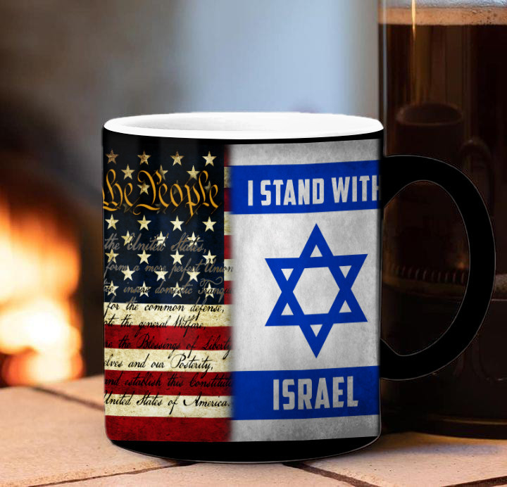 I Stand With Israel Mug Vintage We The People American And Israeli Flag Mug Support - Image 2