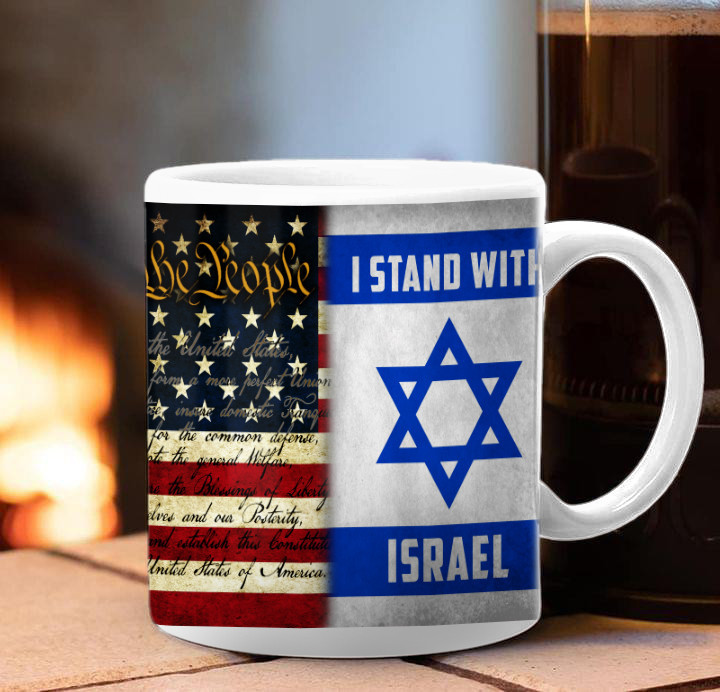 I Stand With Israel Mug Vintage We The People American And Israeli Flag Mug Support