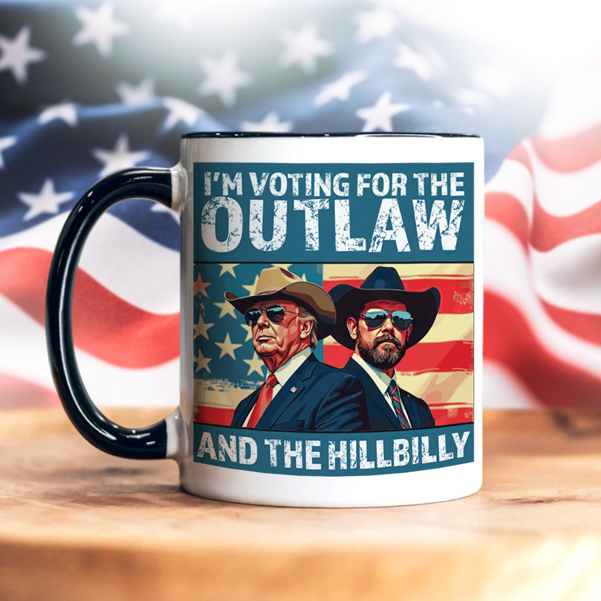 I'm Voting For The Outlaw And The Hillbilly Mug Trump Vance Mug MAGA 2024 - Image 2