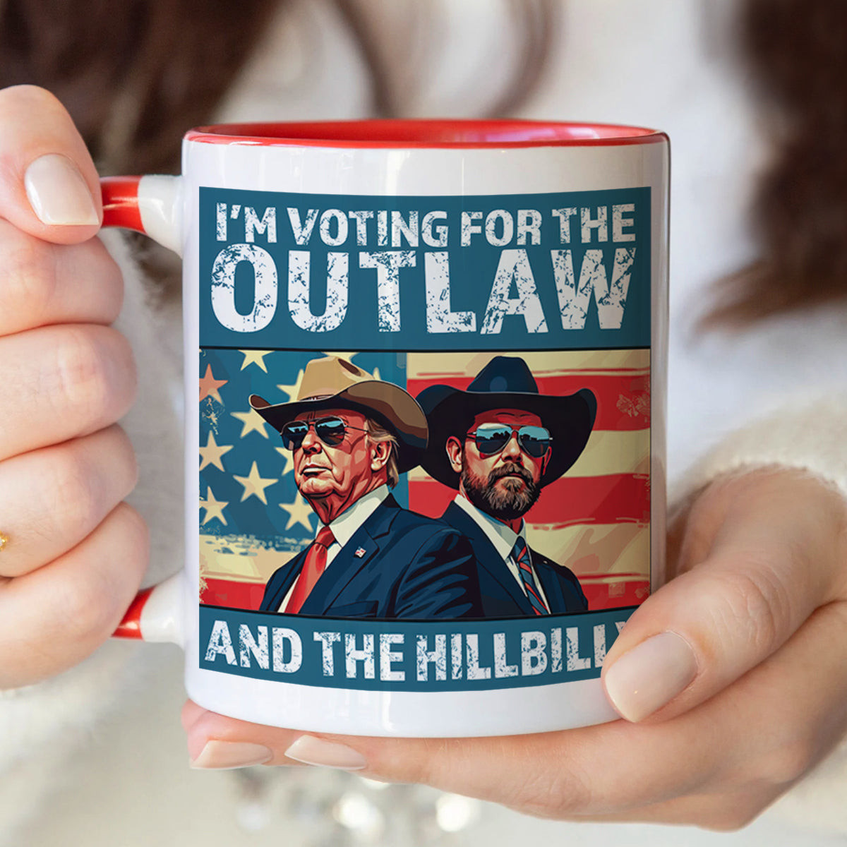 I'm Voting For The Outlaw And The Hillbilly Trump Vance Mug Trump Victory 45 47 Mug - Image 2