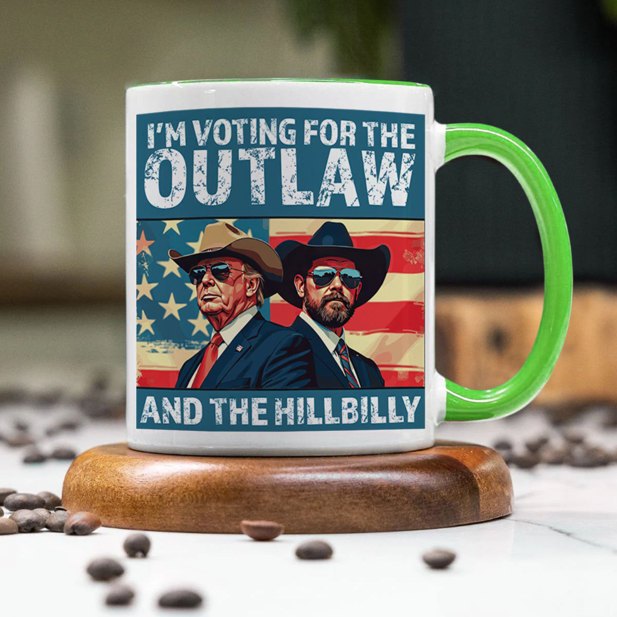 I'm Voting For The Outlaw And The Hillbilly Trump Vance Mug Trump Victory 45 47 Mug - Image 4