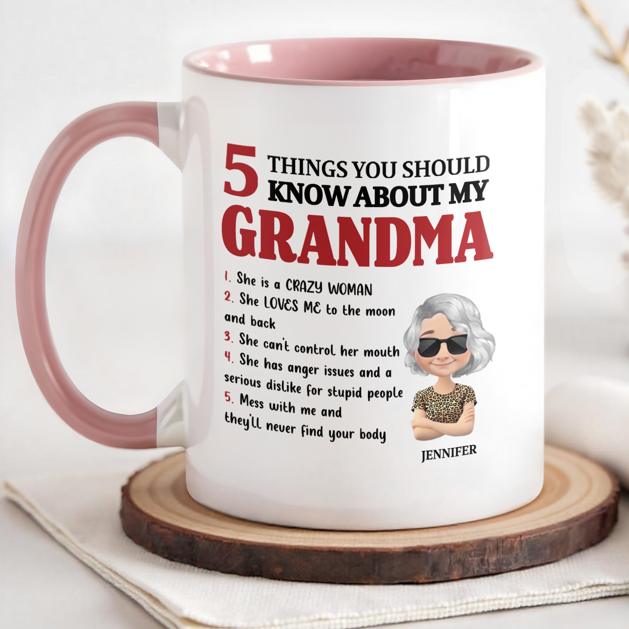 Personalized 5 Things You Should Know About My Grandma Accent Mug Best Gifts For Nana - Image 3