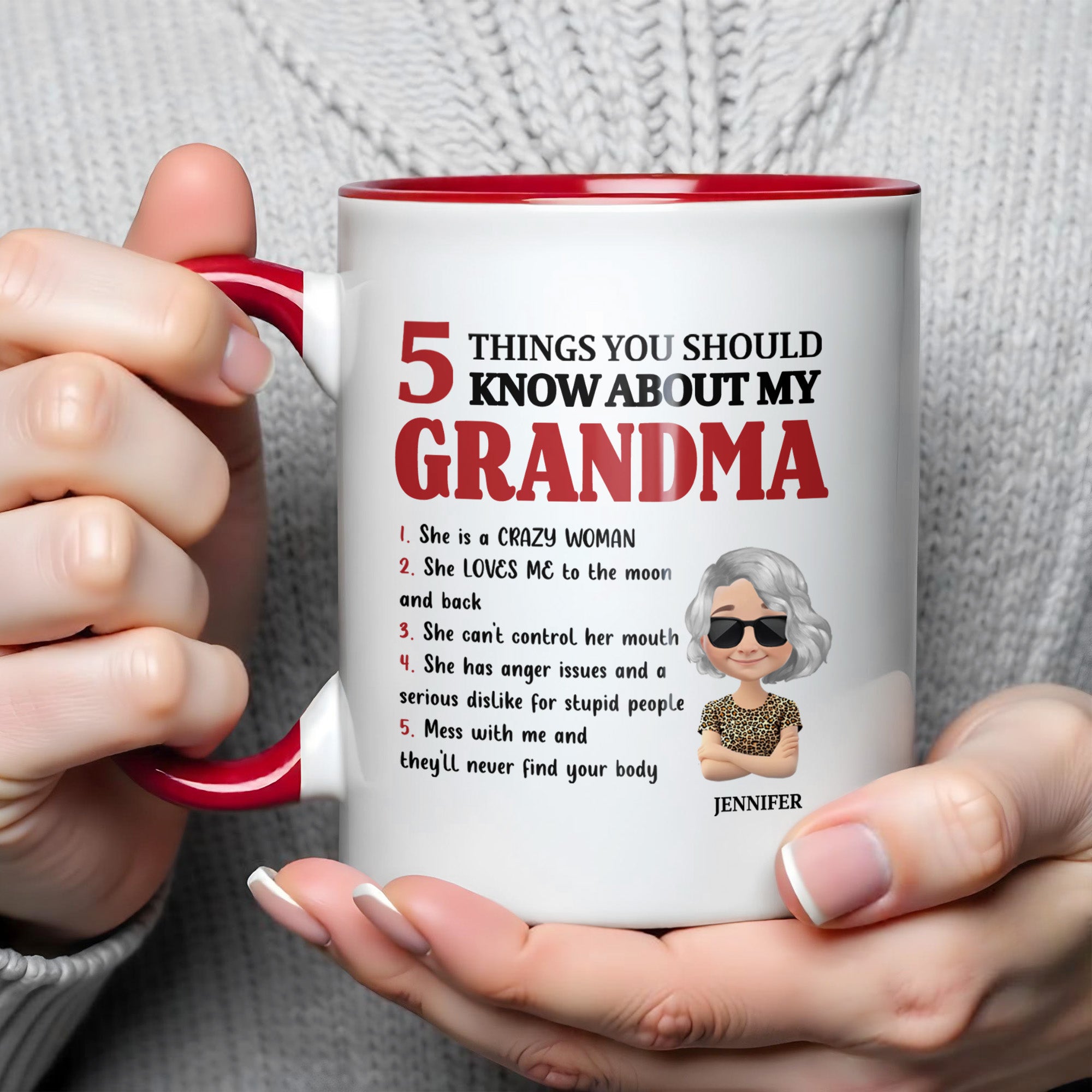Personalized 5 Things You Should Know About My Grandma Accent Mug Best Gifts For Nana - Image 5