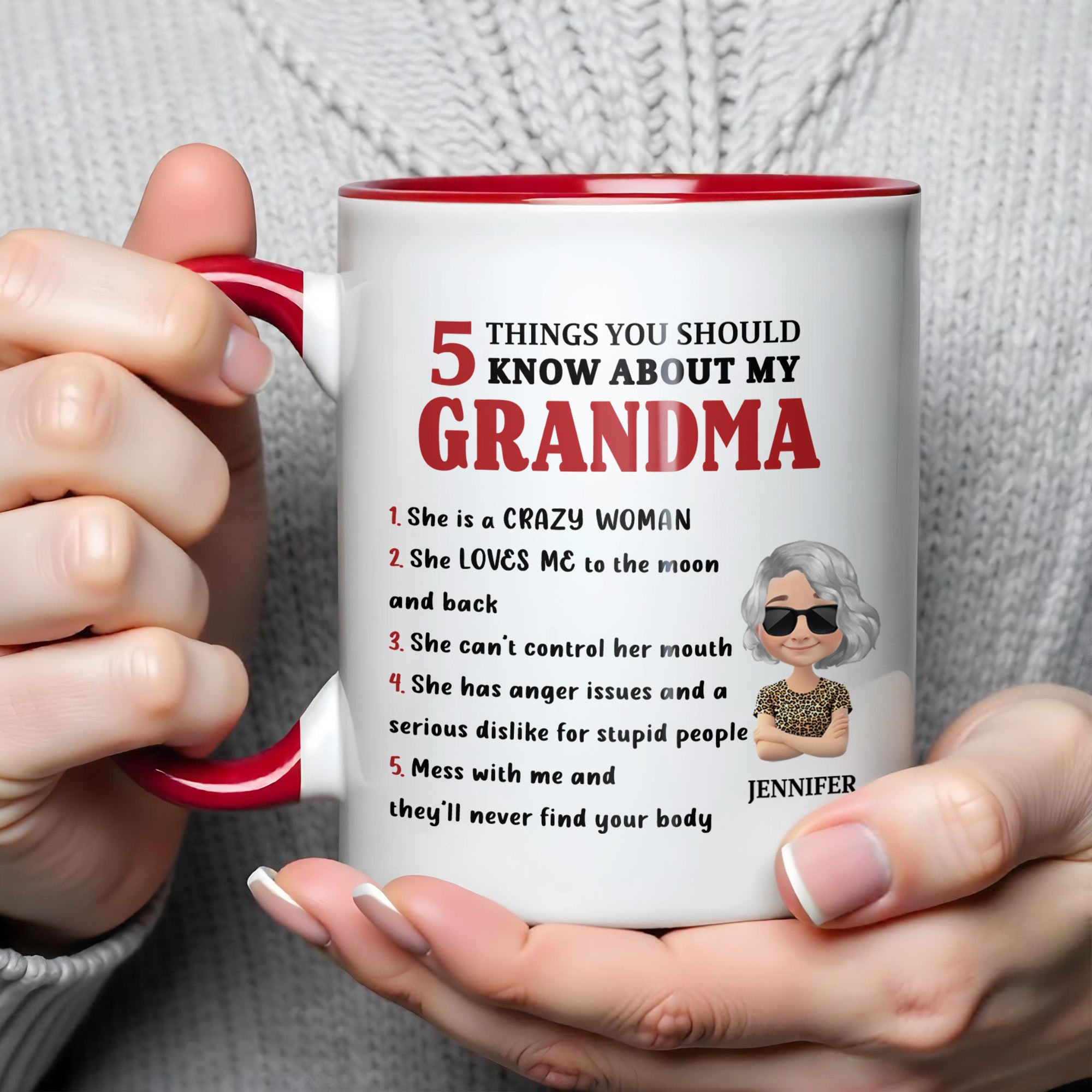 Personalized 5 Things You Should Know About My Grandma Accent Mug Gifts For Nana - Image 3