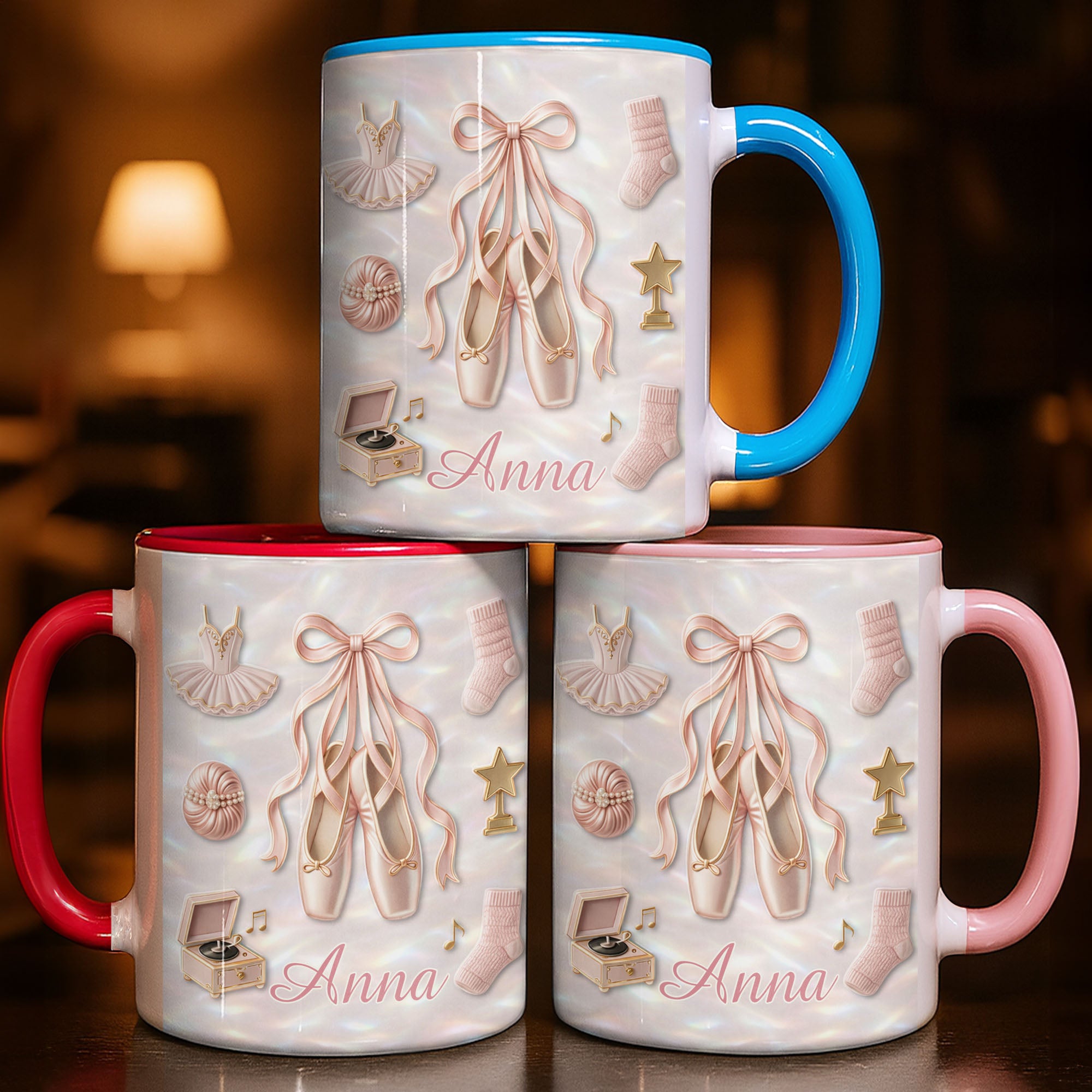 Personalized A Beautiful Dance Accent Mug Ballet Shoes Tutu Music Box Coffee Cup Gifts - Image 2