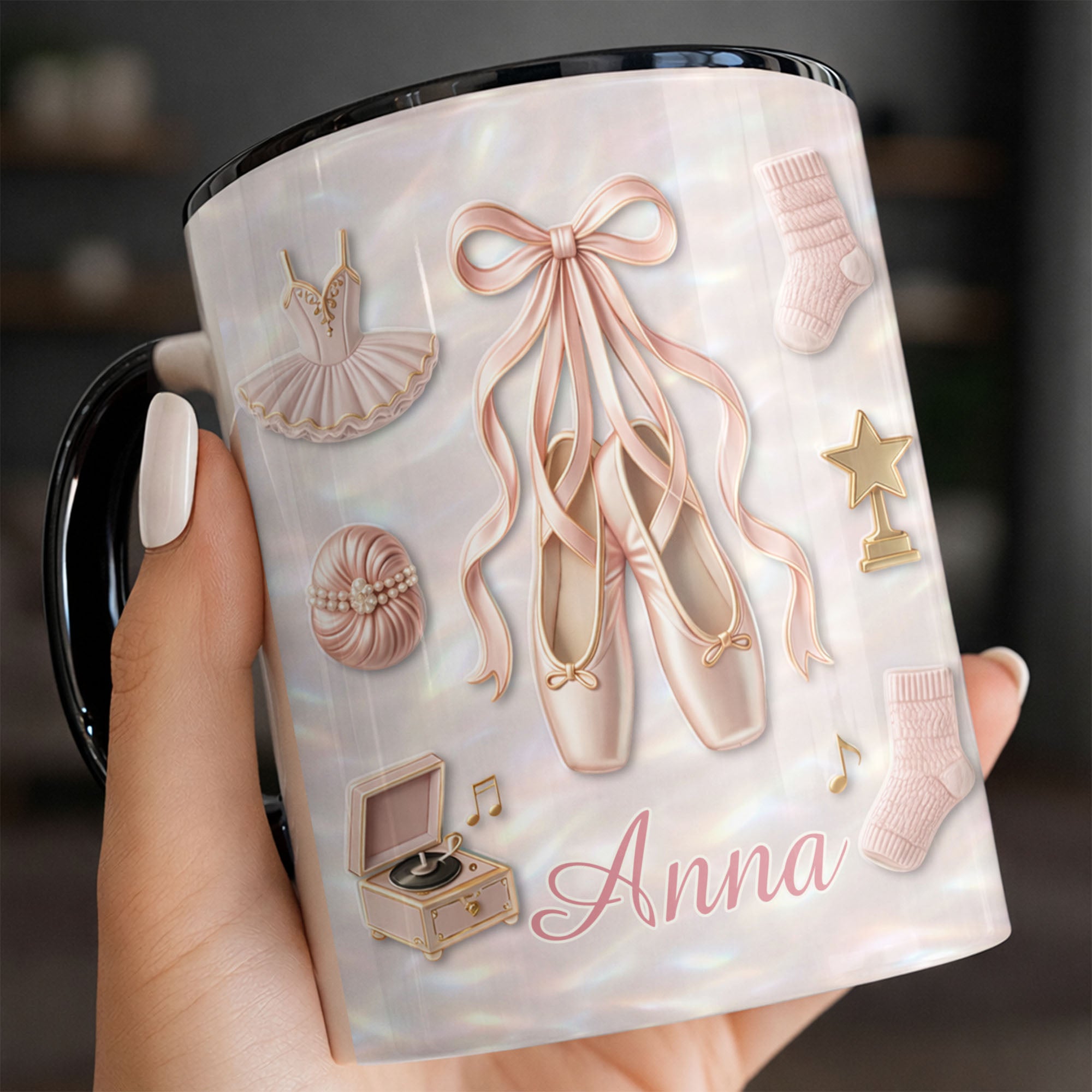 Personalized A Beautiful Dance Accent Mug Ballet Shoes Tutu Music Box Coffee Cup Gifts - Image 5