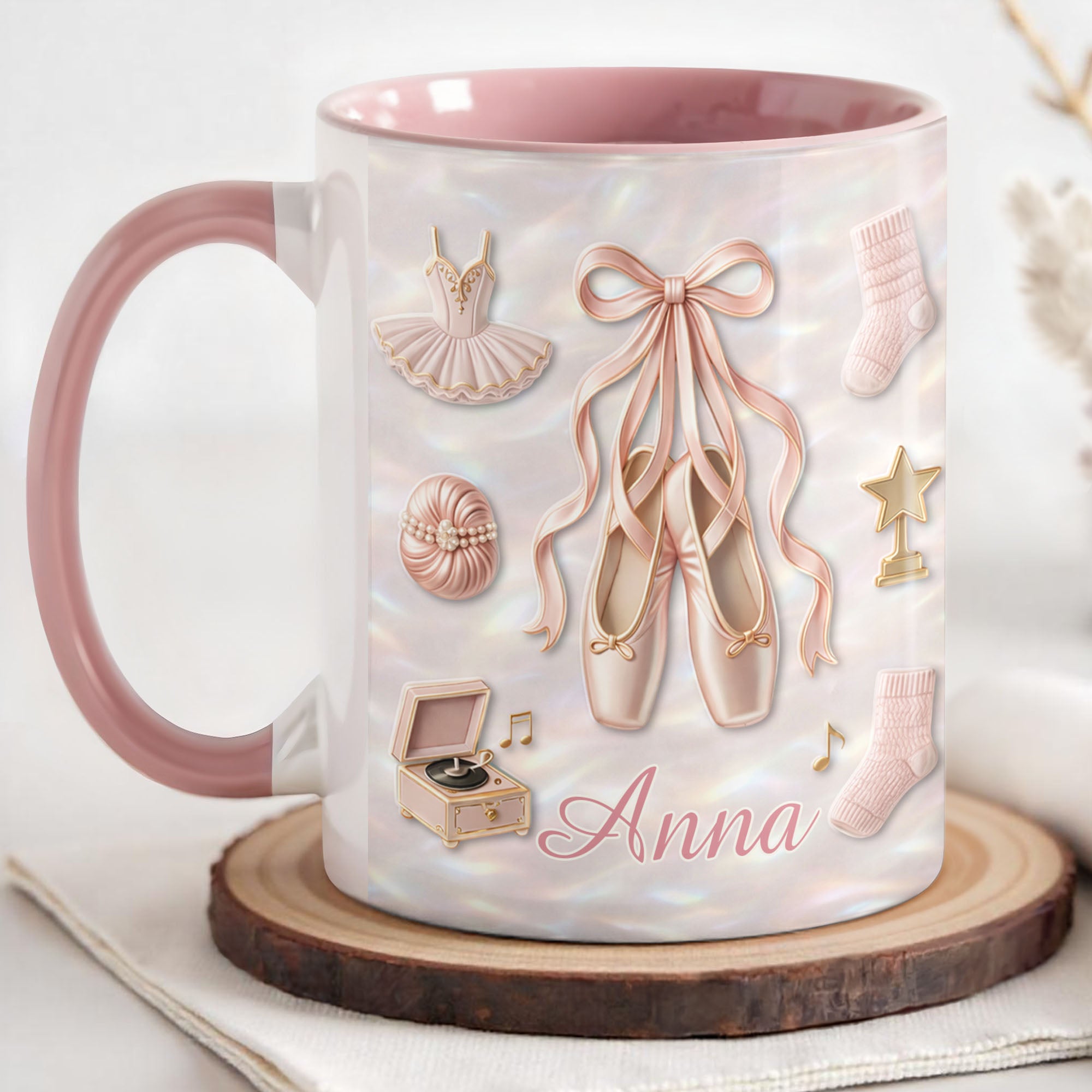 Personalized A Beautiful Dance Accent Mug Ballet Shoes Tutu Music Box Coffee Cup Gifts - Image 3