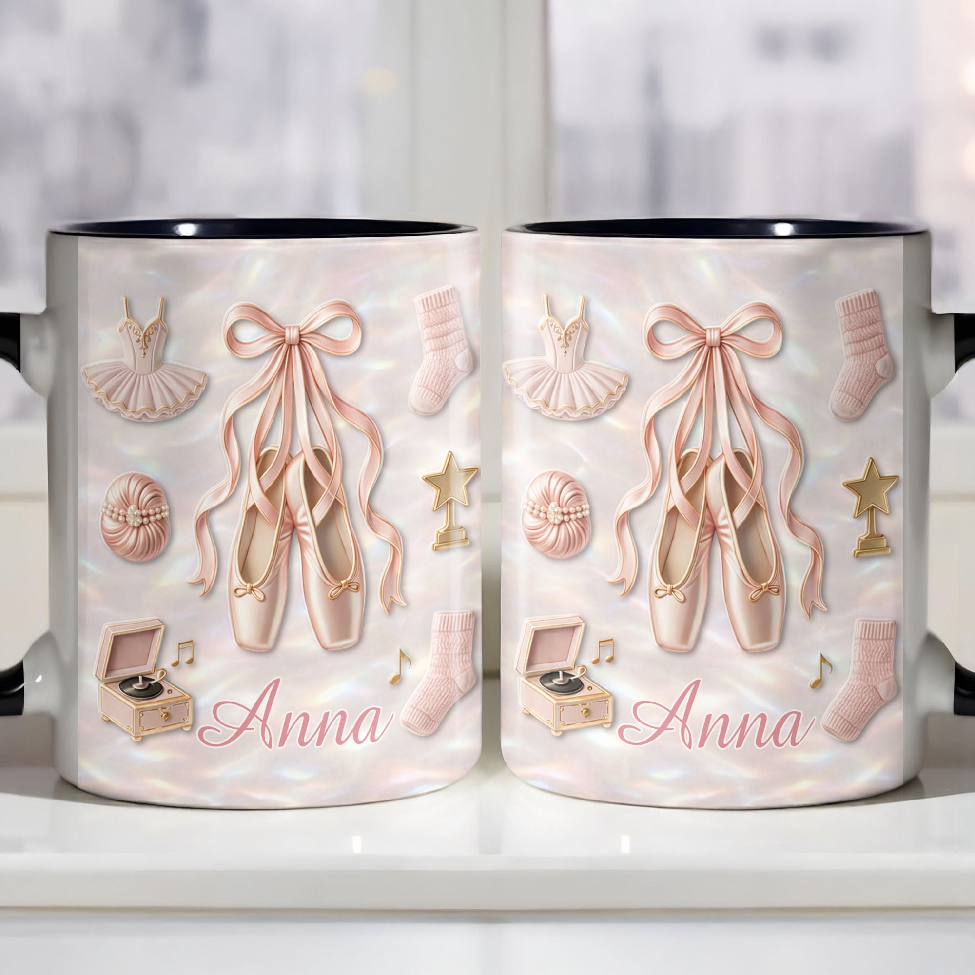 Personalized A Beautiful Dance Accent Mug Ballet Shoes Tutu Music Box Coffee Cup Gifts
