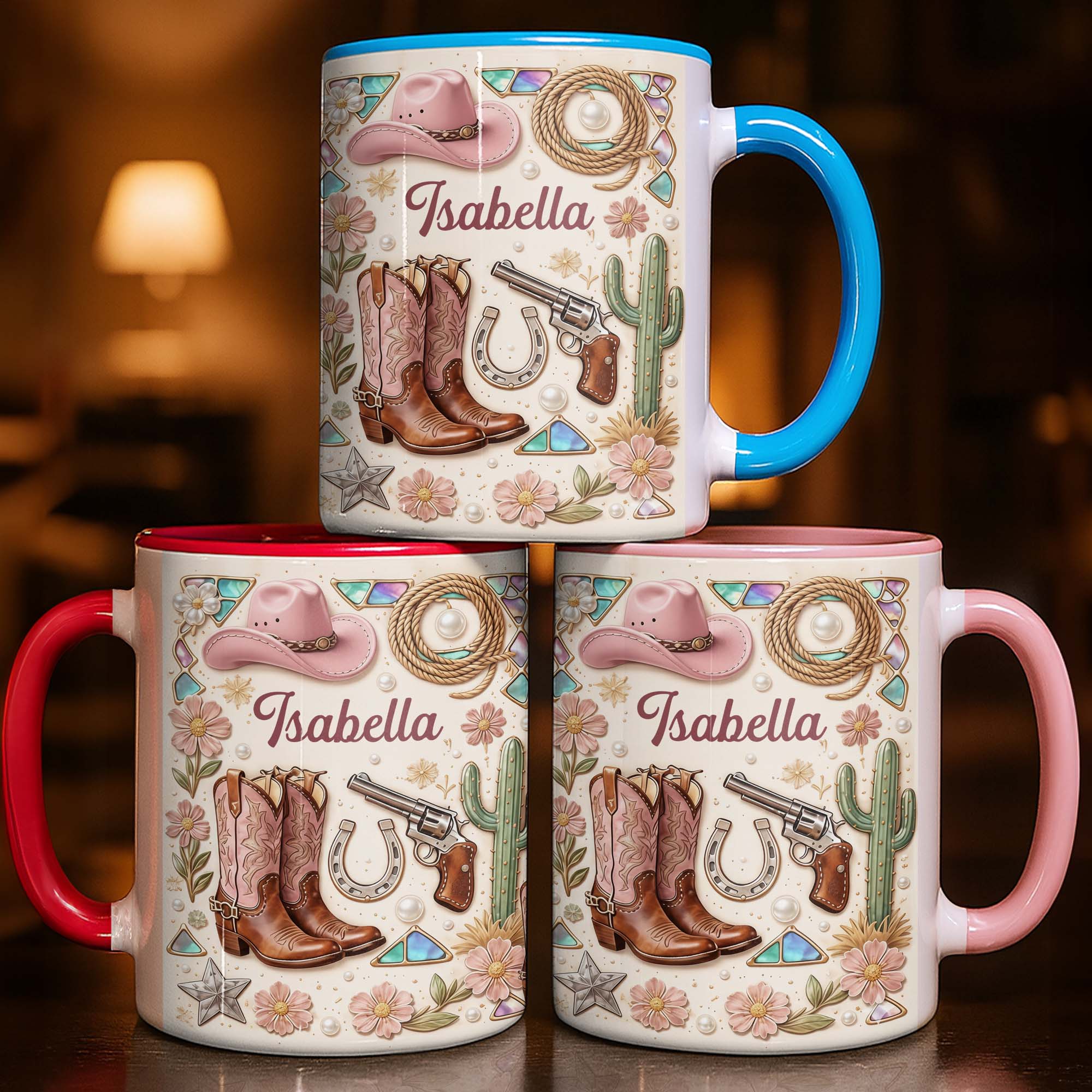 Personalized A Cowgirl's Spirit With Pink Boots Hat And Flowers Accent Mug Gifts For Cowgirl - Image 2