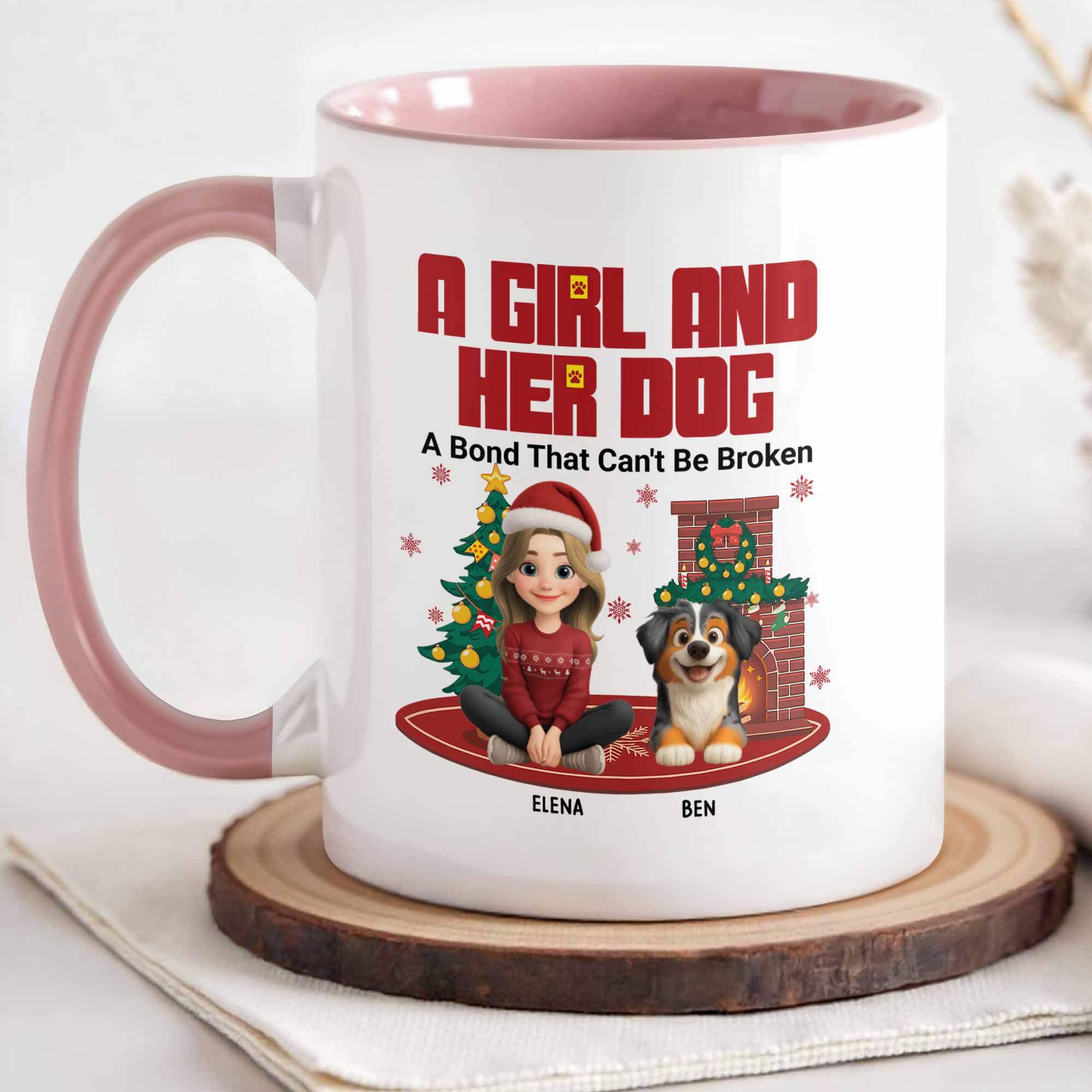 Personalized A Girl And Her Dog A Bond That Can't Be Broken Accent Mug Gifts For Dog Mom - Image 3