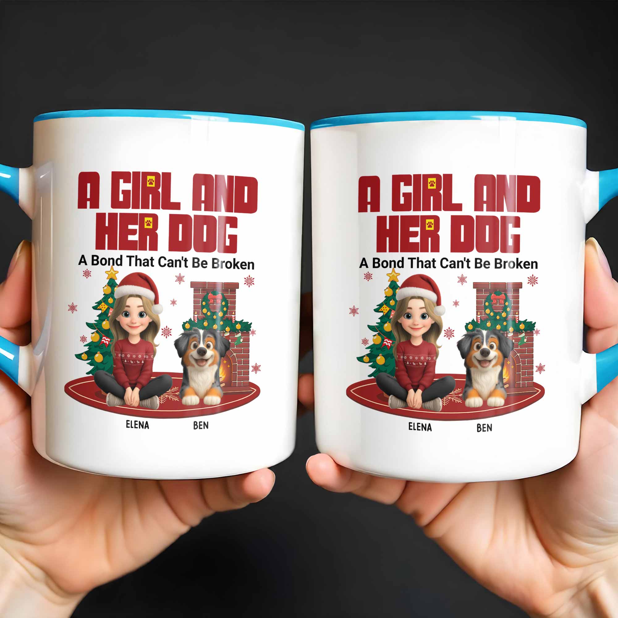 Personalized A Girl And Her Dog A Bond That Can't Be Broken Accent Mug Gifts For Dog Mom - Image 2