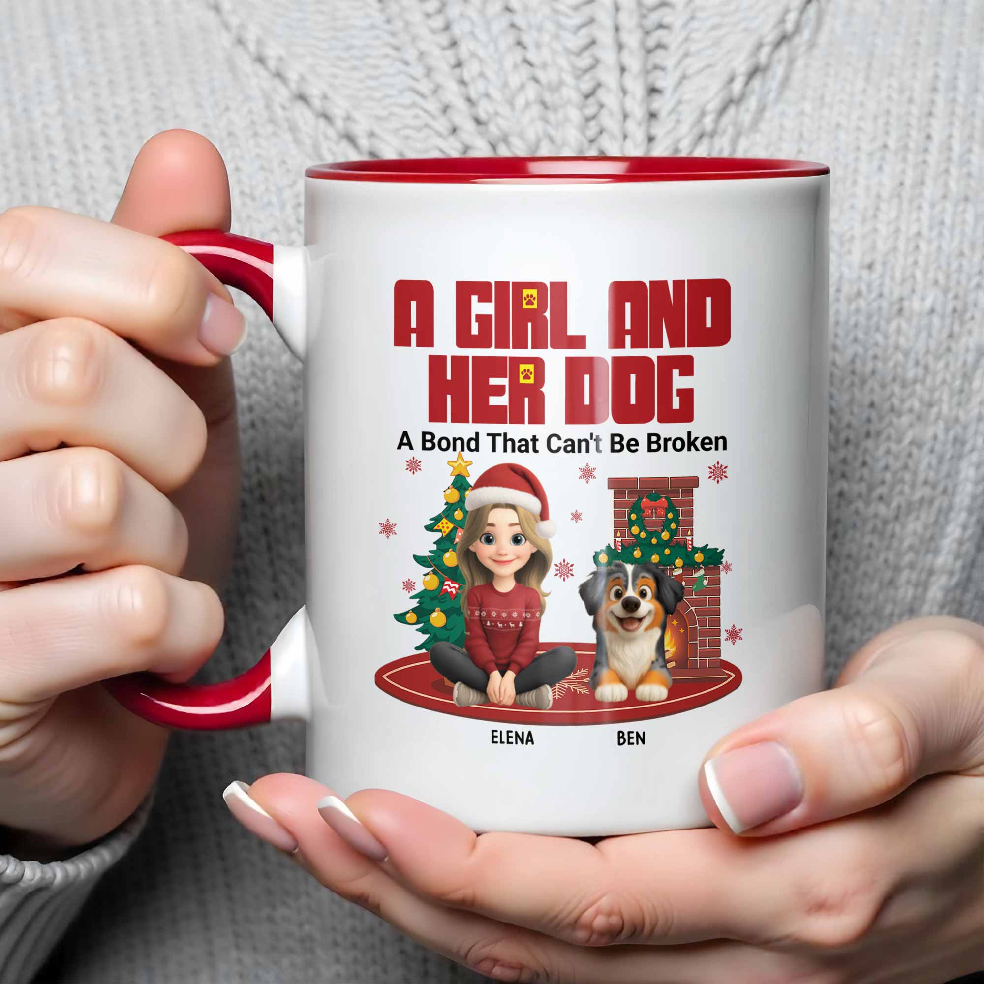 Personalized A Girl And Her Dog A Bond That Can't Be Broken Accent Mug Gifts For Dog Mom - Image 4