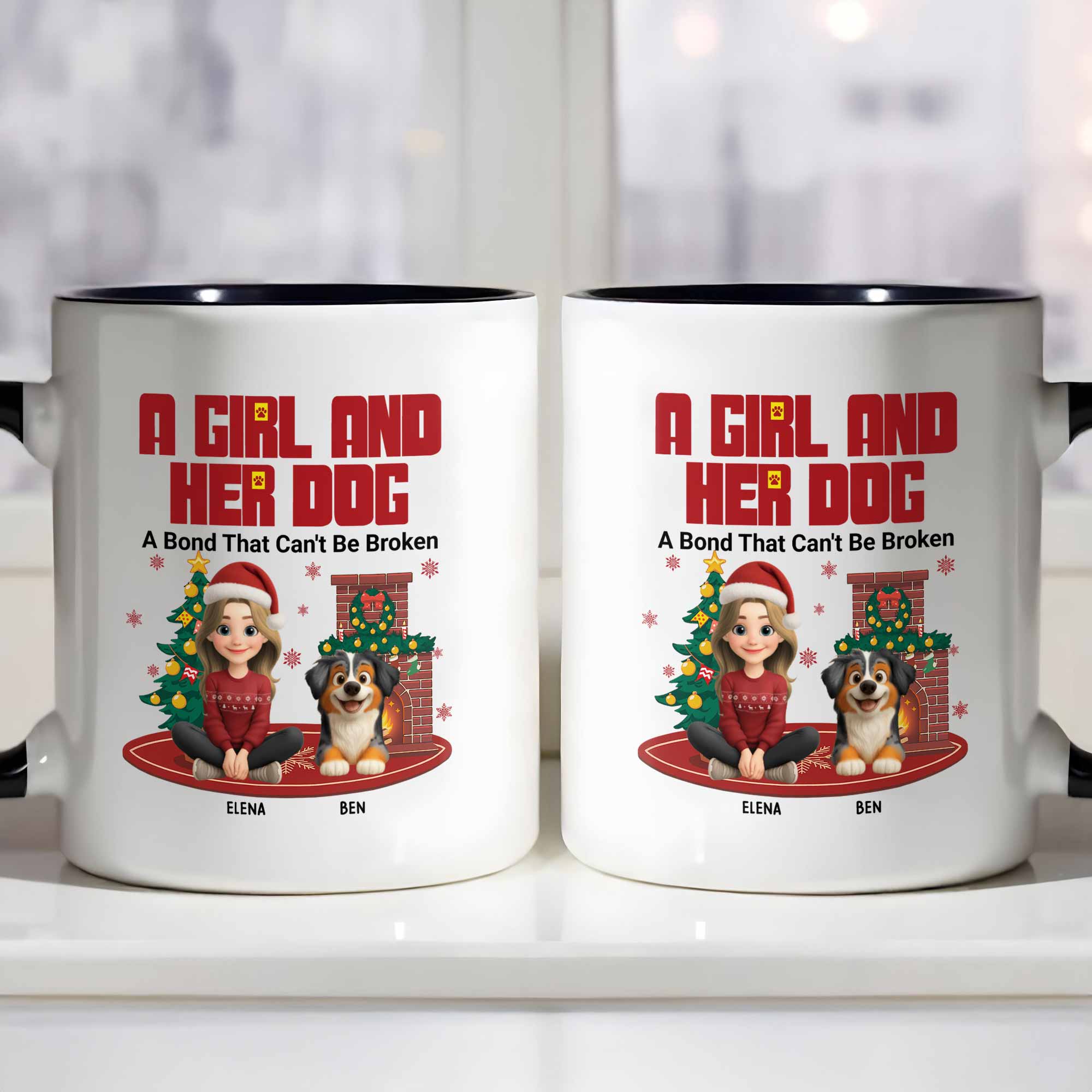 Personalized A Girl And Her Dog A Bond That Can't Be Broken Accent Mug Gifts For Dog Mom