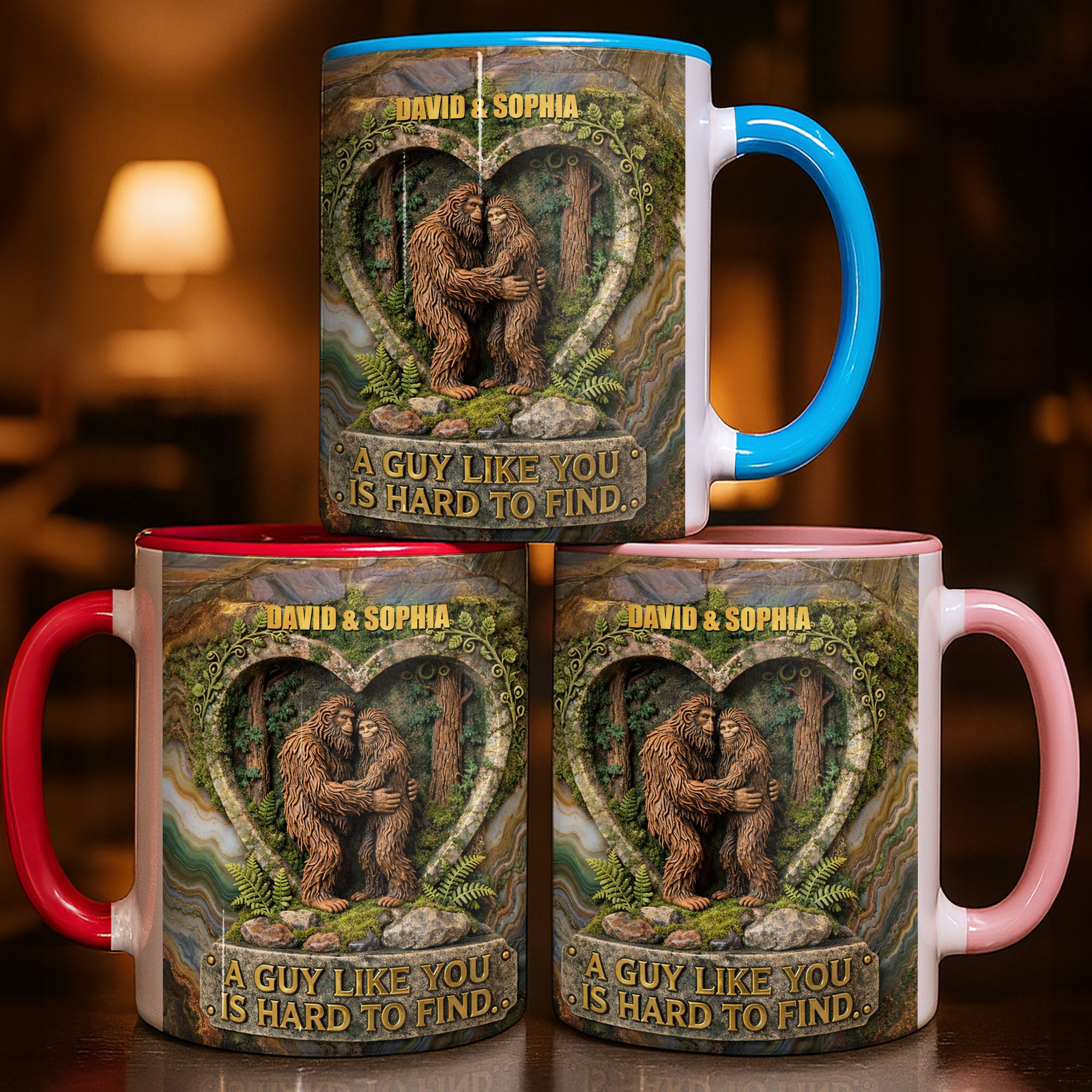Personalized A Guy Like You Is Hard To Find Bigfoot Heart Forest Accent Mug Couples Gifts - Image 3