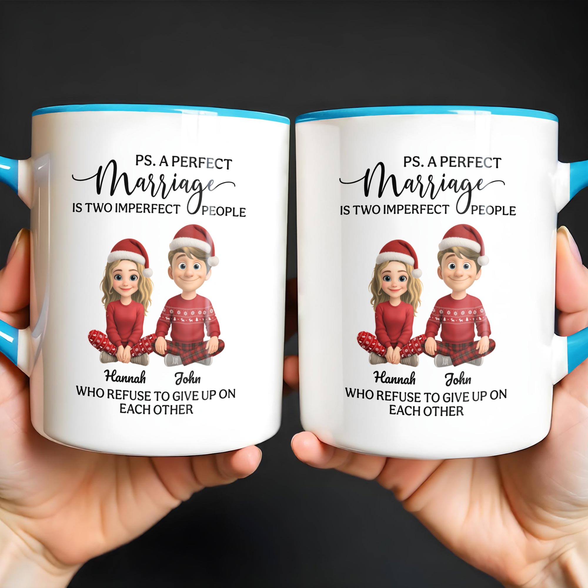 Personalized A Perfect Marriage Is Two Imperfect People Accent Mug Christmas Gifts For Couples - Image 3
