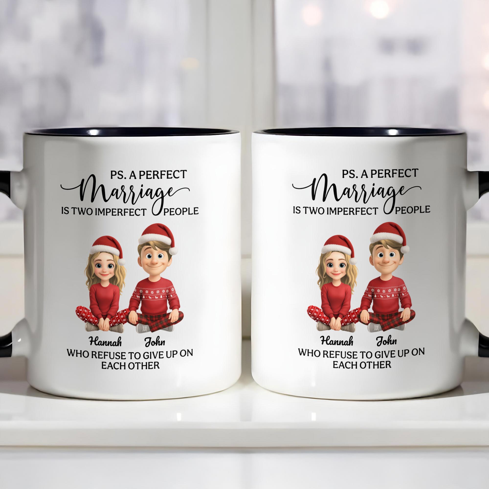 Personalized A Perfect Marriage Is Two Imperfect People Accent Mug Christmas Gifts For Couples