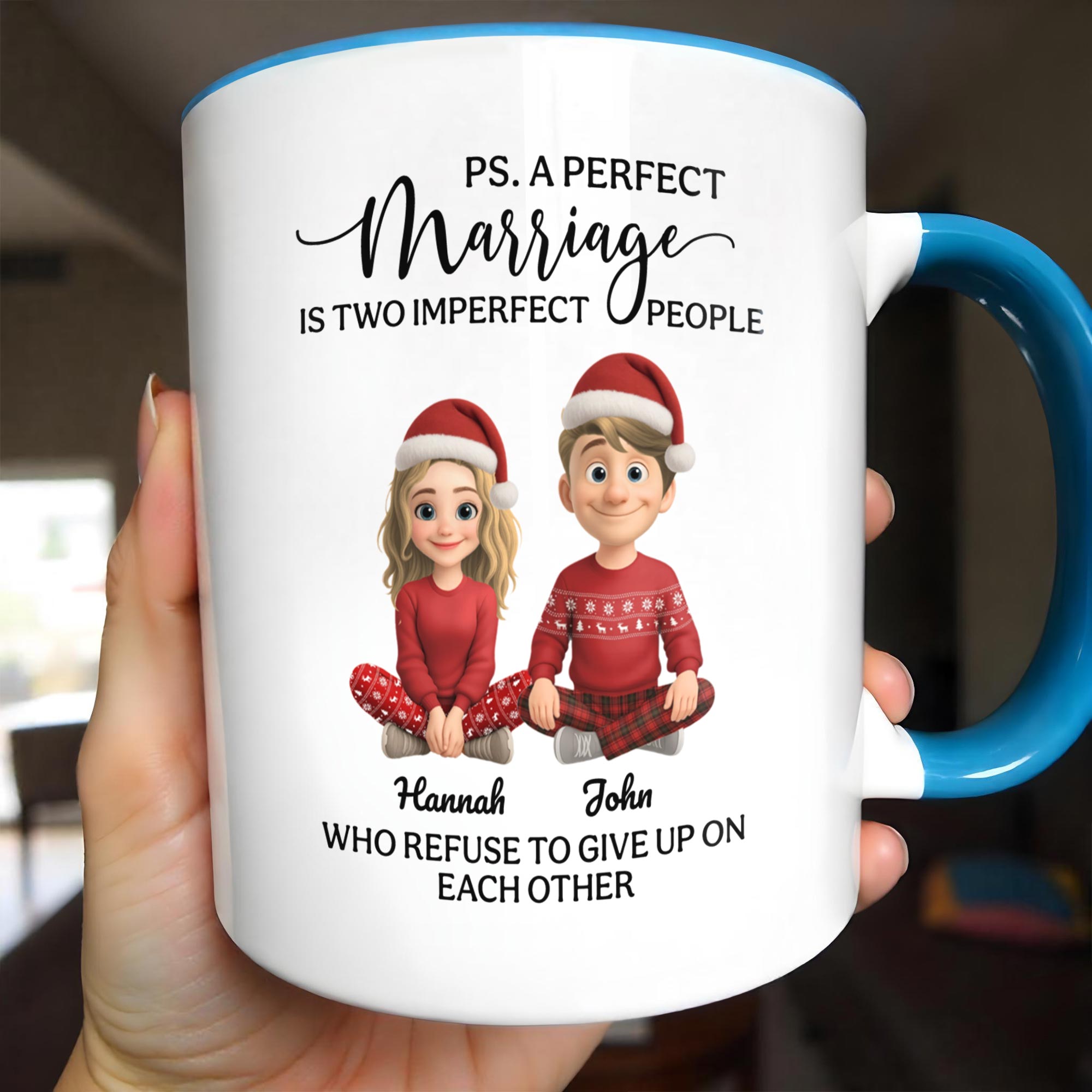Personalized A Perfect Marriage Is Two Imperfect People Accent Mug Christmas Gifts For Couples - Image 2