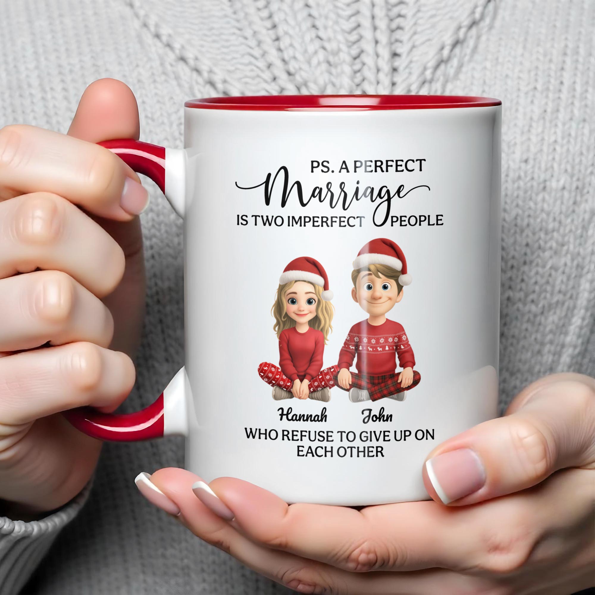 Personalized A Perfect Marriage Is Two Imperfect People Accent Mug Christmas Gifts For Couples - Image 5