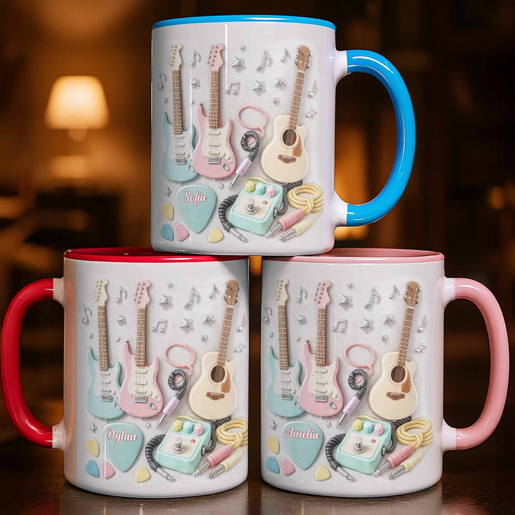 Personalized A Symphony Of Style And Sound Guitars And Music Notes Accent Mug Music Lover Gifts - Image 4