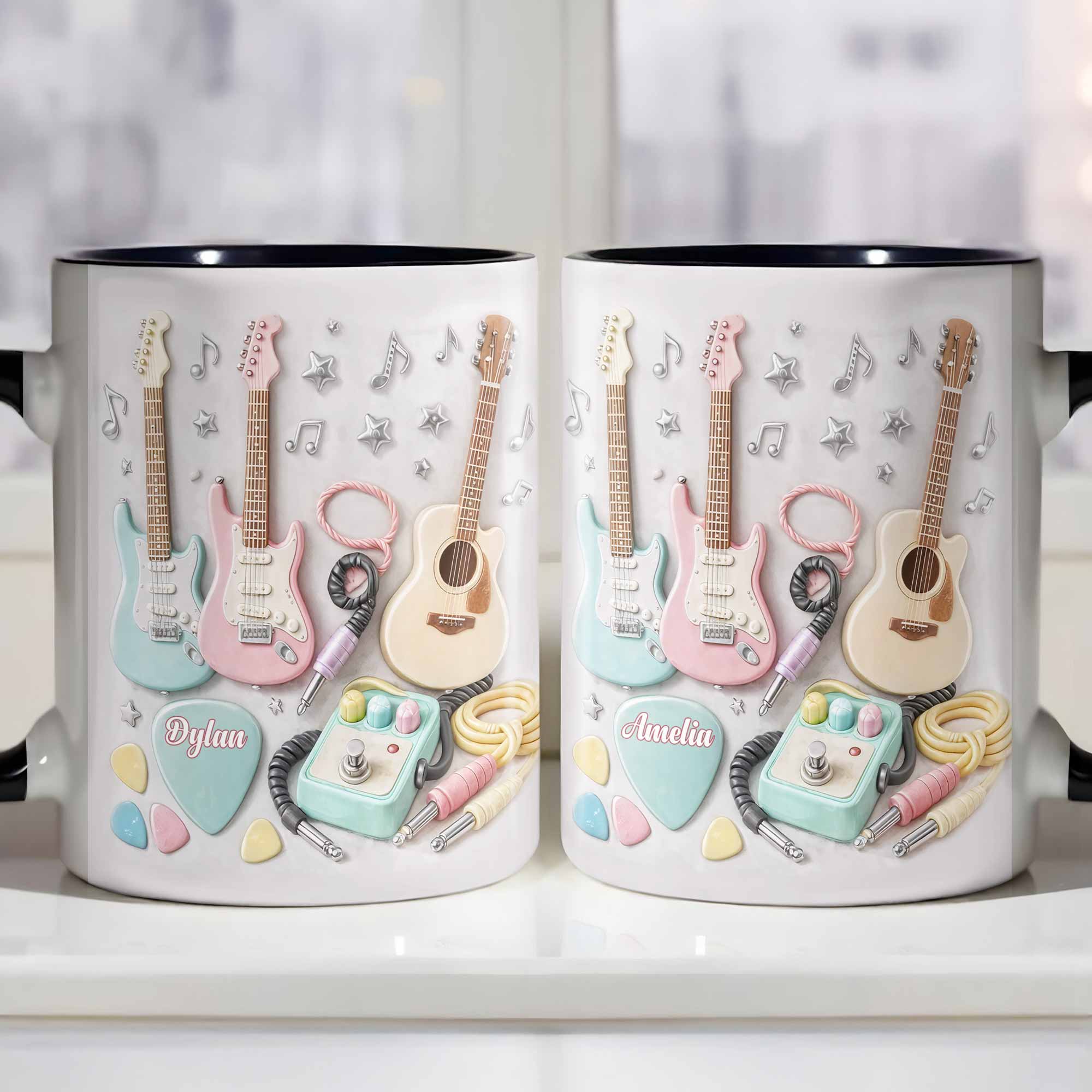 Personalized A Symphony Of Style And Sound Guitars And Music Notes Accent Mug Music Lover Gifts