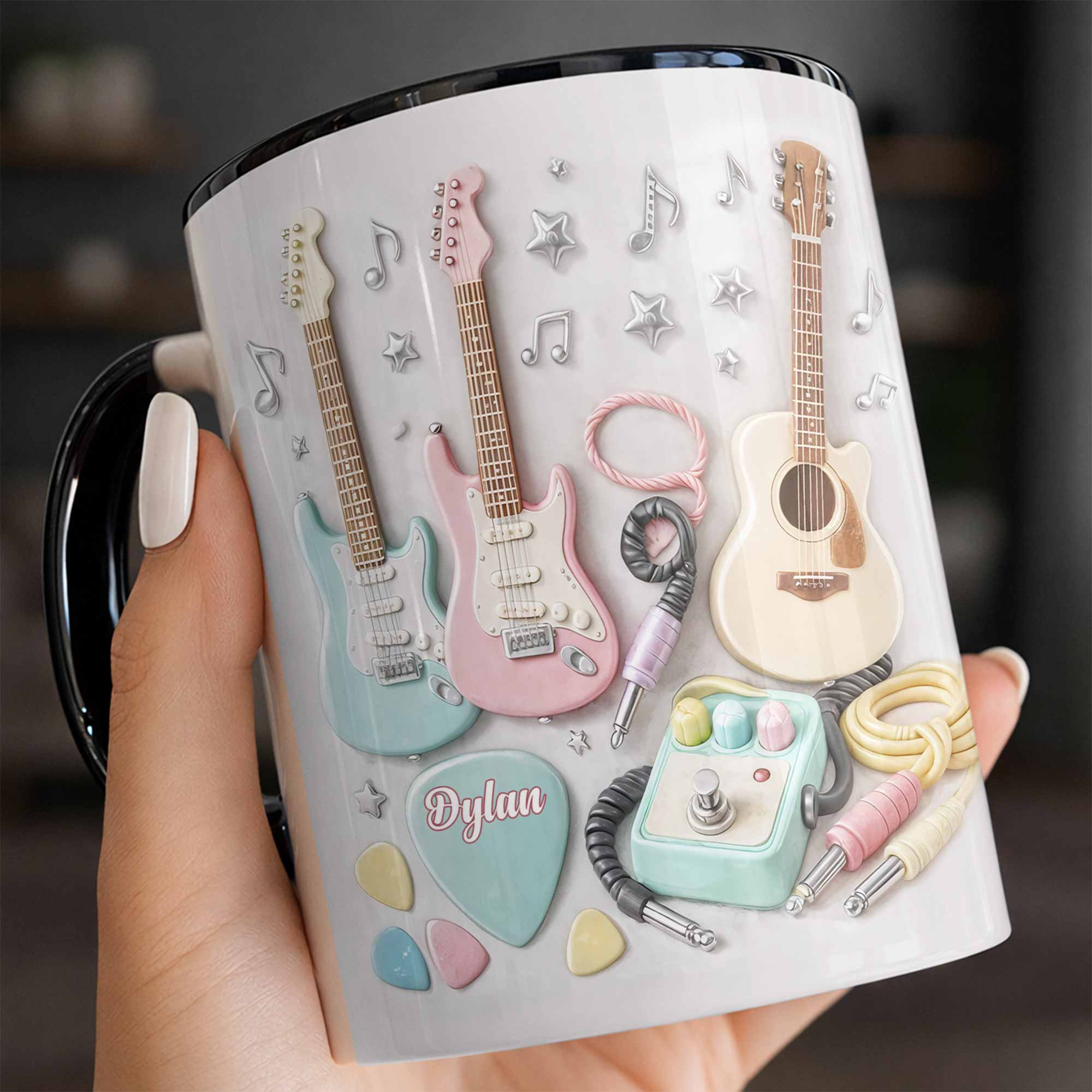 Personalized A Symphony Of Style And Sound Guitars And Music Notes Accent Mug Music Lover Gifts - Image 5