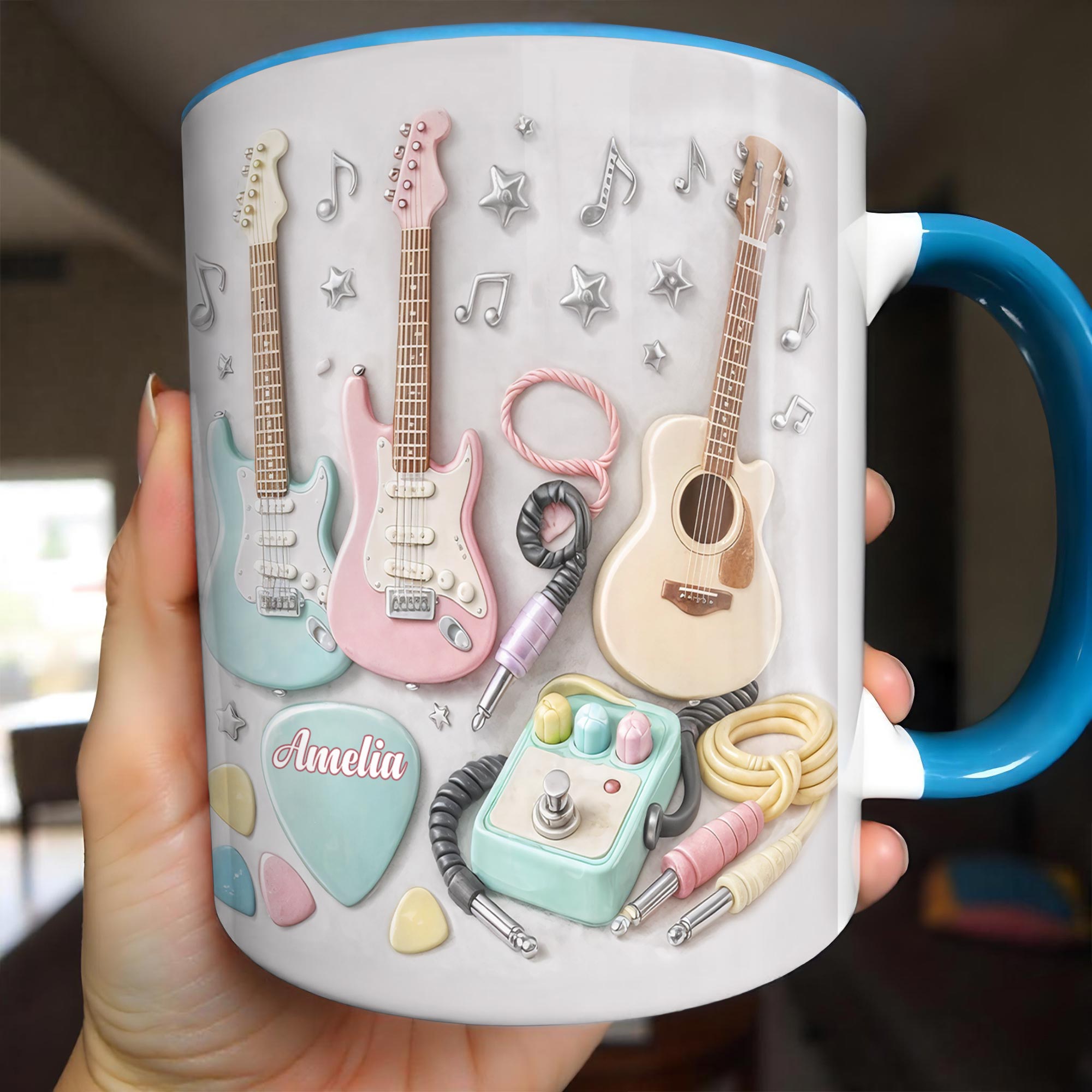 Personalized A Symphony Of Style And Sound Guitars And Music Notes Accent Mug Music Lover Gifts - Image 2