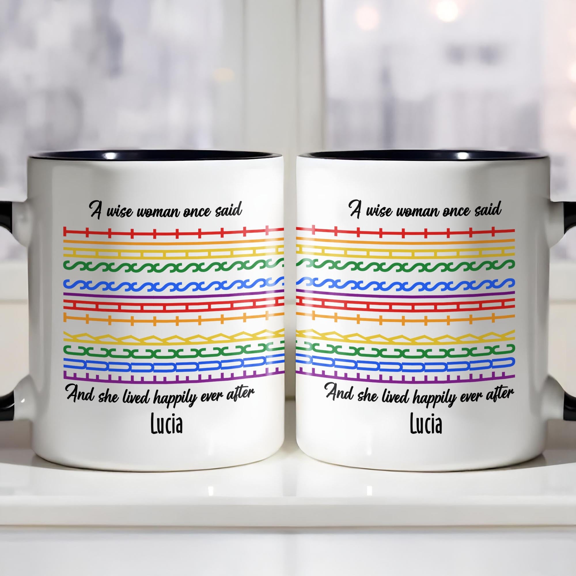 Personalized A Wise Woman Once Said Accent Mug Fret Pattern Coffee Cup Gifts For Her