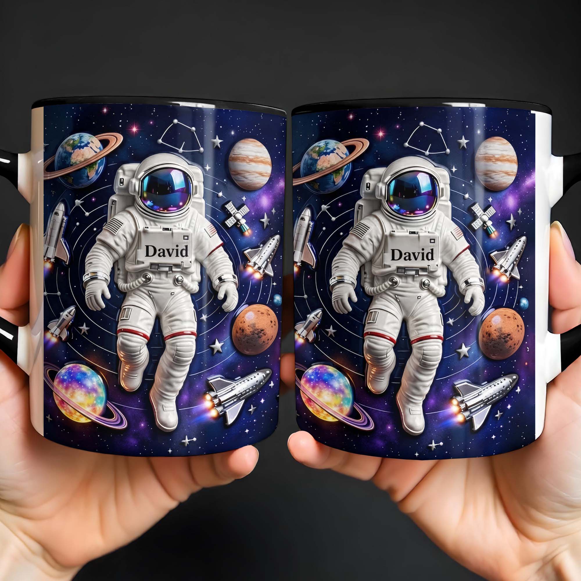 Personalized Astronaut And Planets Accent Mug Explore The Galaxy Cup Astronaut Lovers Gifts
