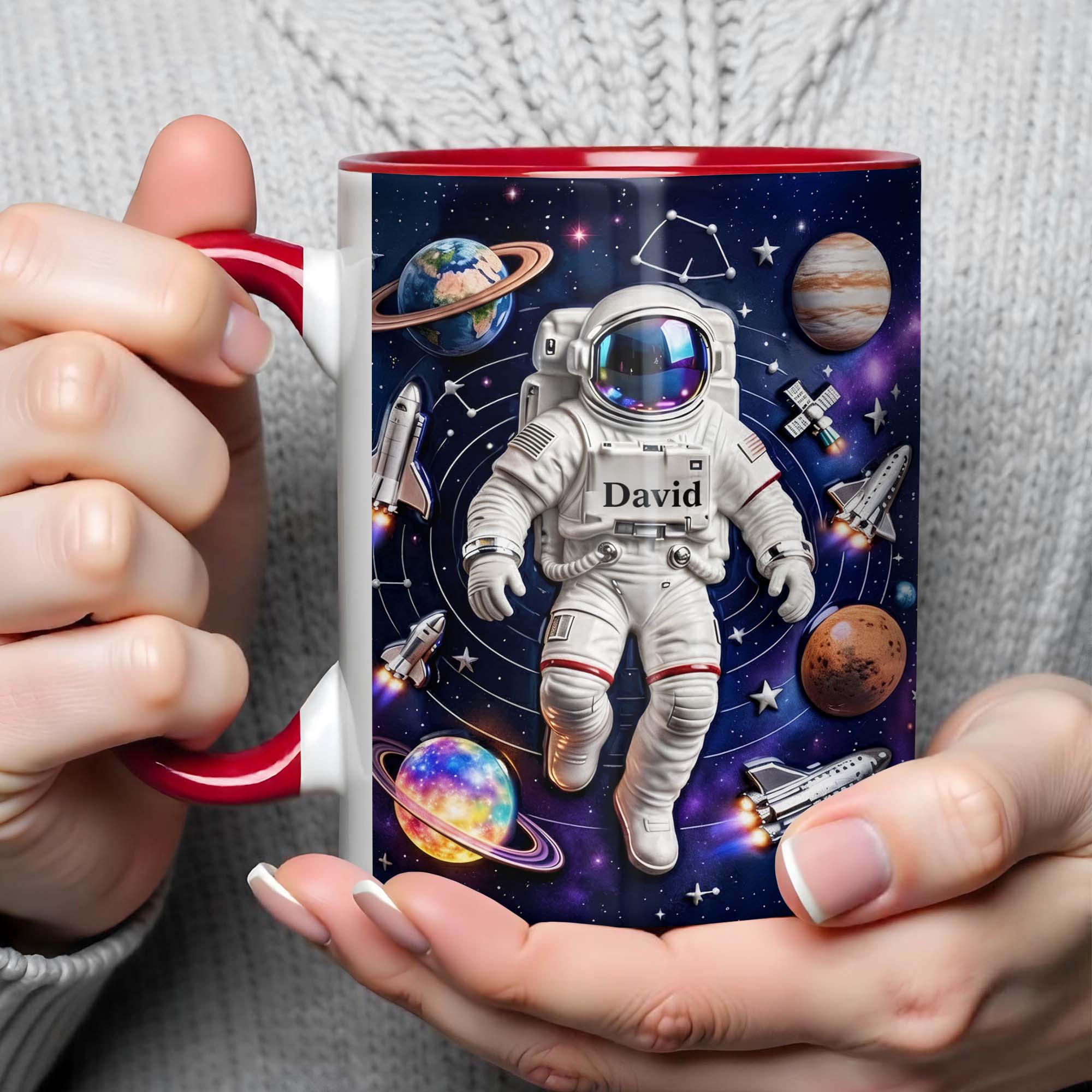 Personalized Astronaut And Planets Accent Mug Explore The Galaxy Cup Astronaut Lovers Gifts - Image 6