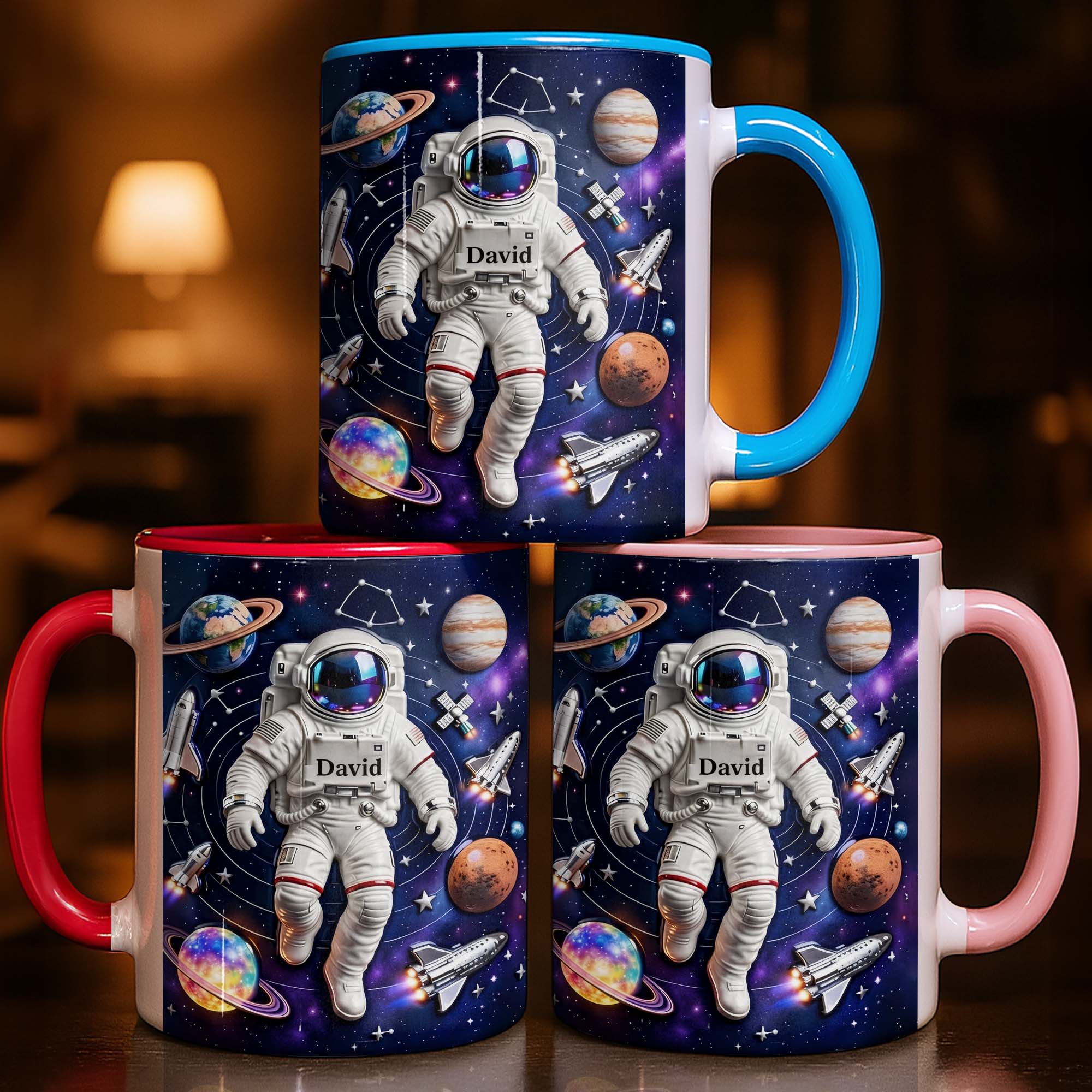 Personalized Astronaut And Planets Accent Mug Explore The Galaxy Cup Astronaut Lovers Gifts - Image 3