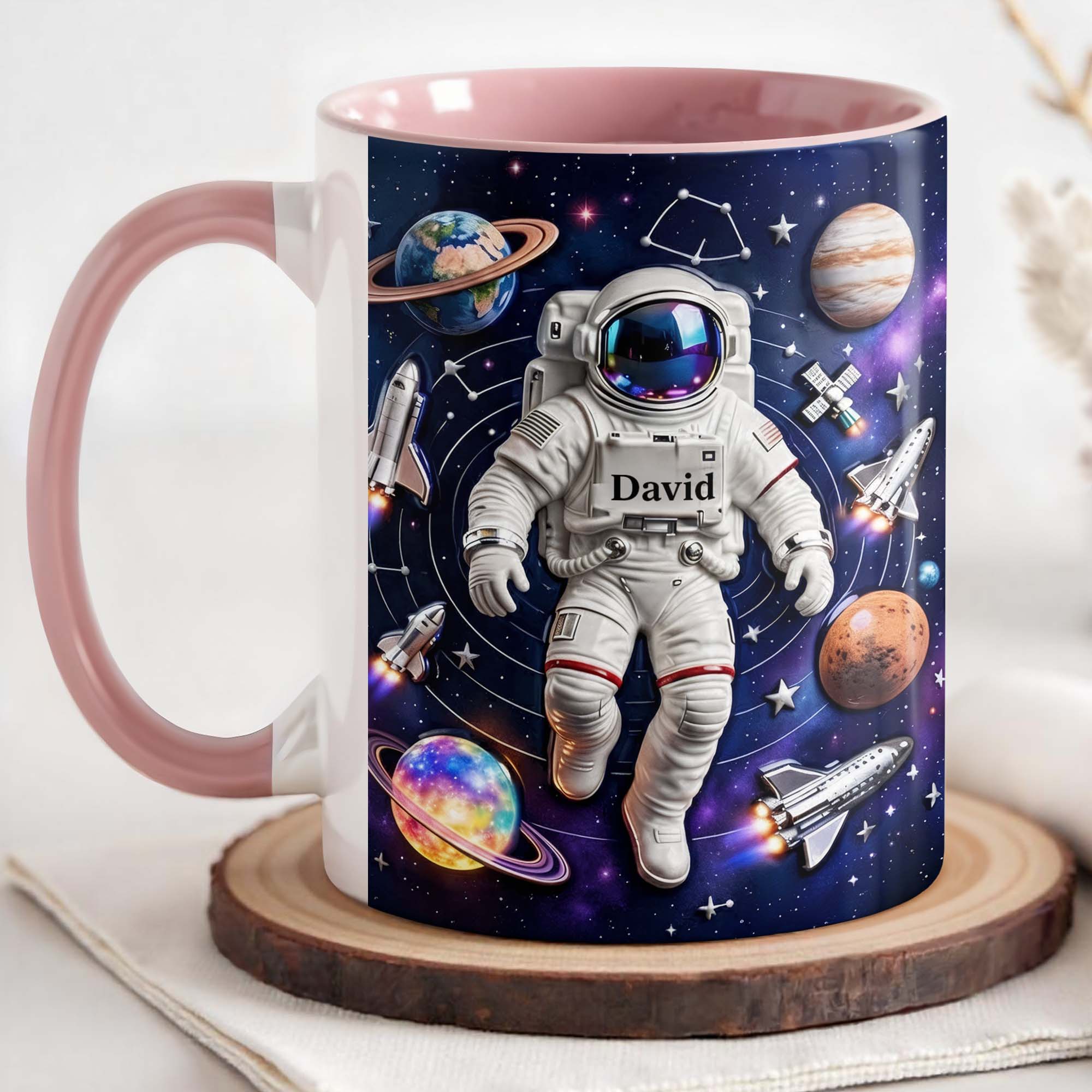 Personalized Astronaut And Planets Accent Mug Explore The Galaxy Cup Astronaut Lovers Gifts - Image 4