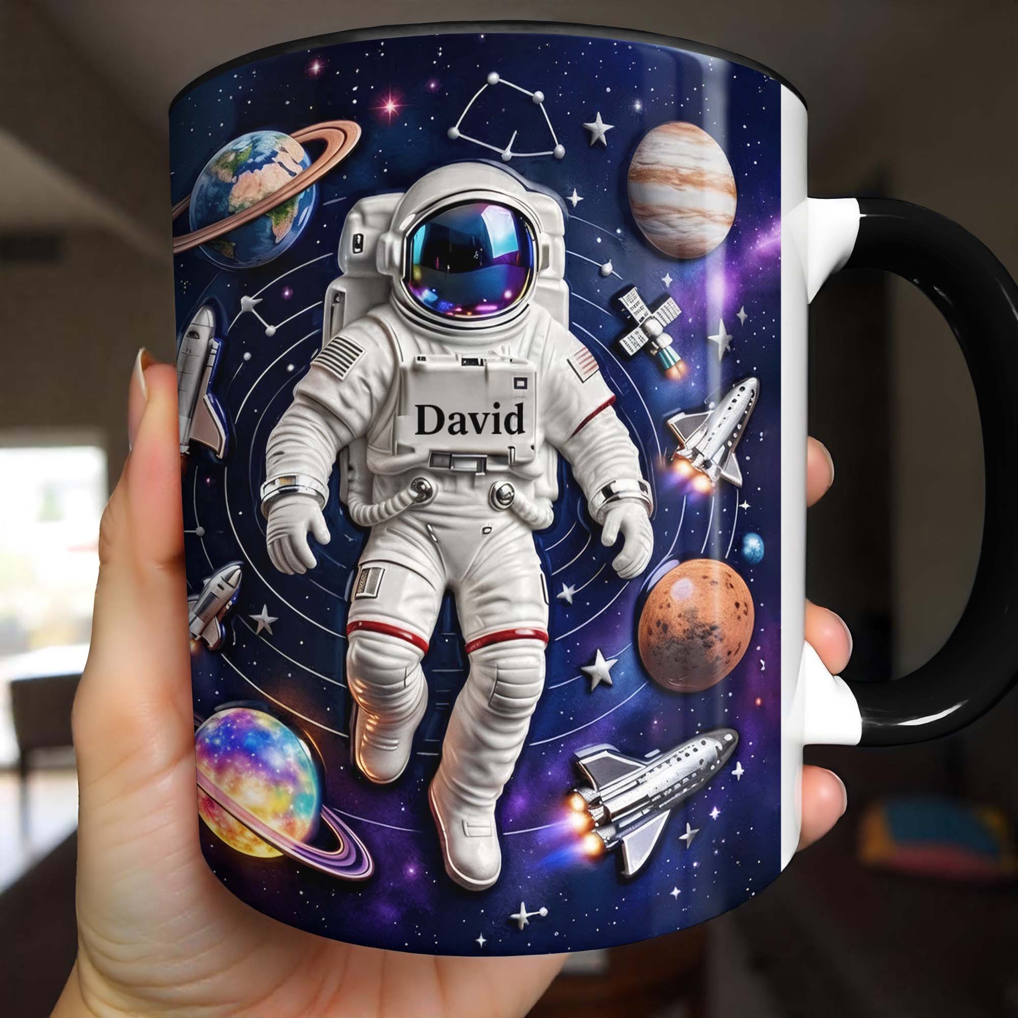 Personalized Astronaut And Planets Accent Mug Explore The Galaxy Cup Astronaut Lovers Gifts - Image 2