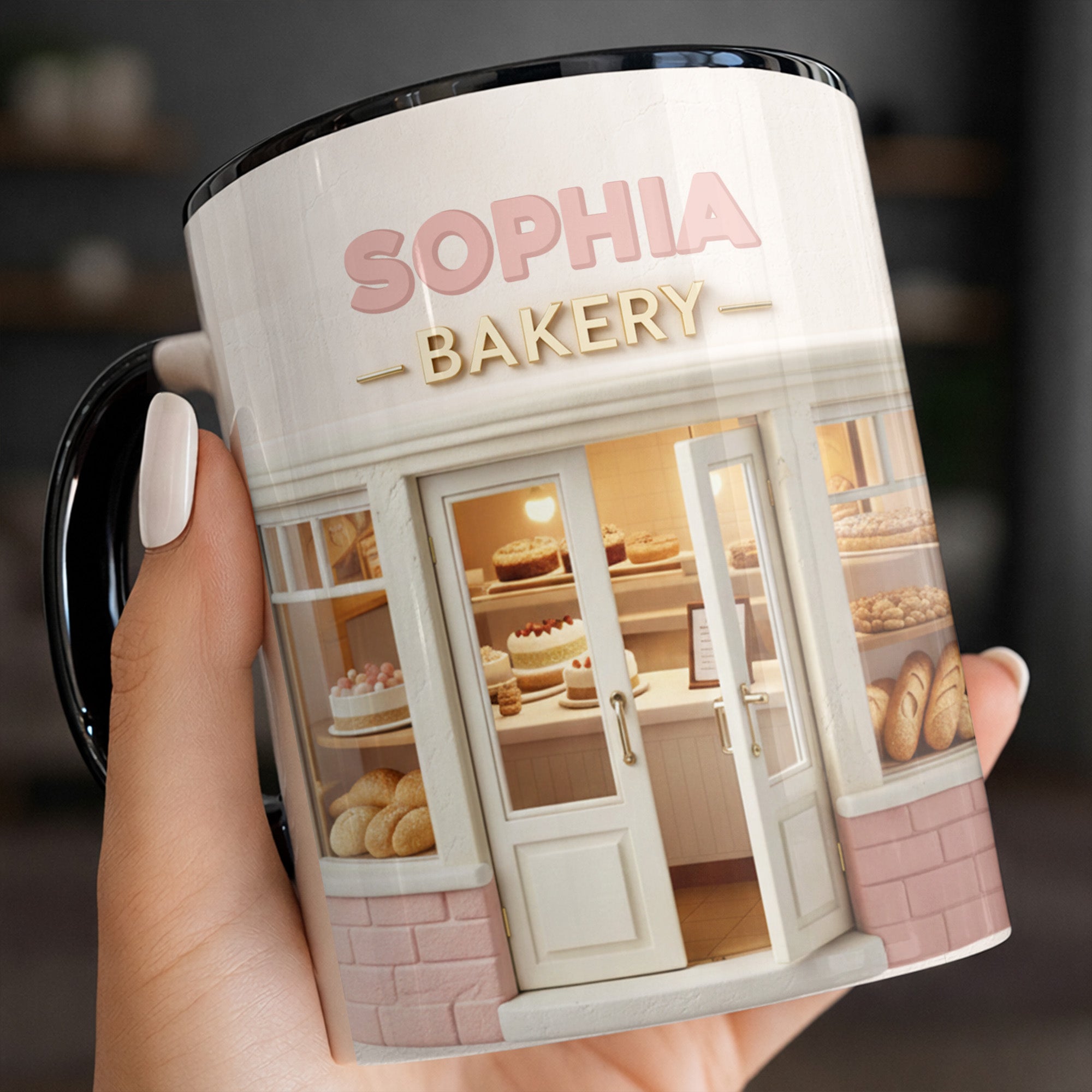 Personalized Bakery Shop And Pastries Accent Mug With Custom Name Gifts For Bakers - Image 5