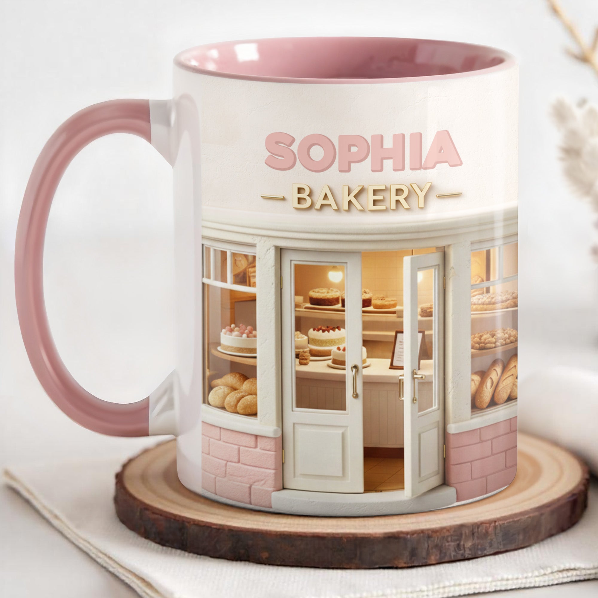 Personalized Bakery Shop And Pastries Accent Mug With Custom Name Gifts For Bakers - Image 4