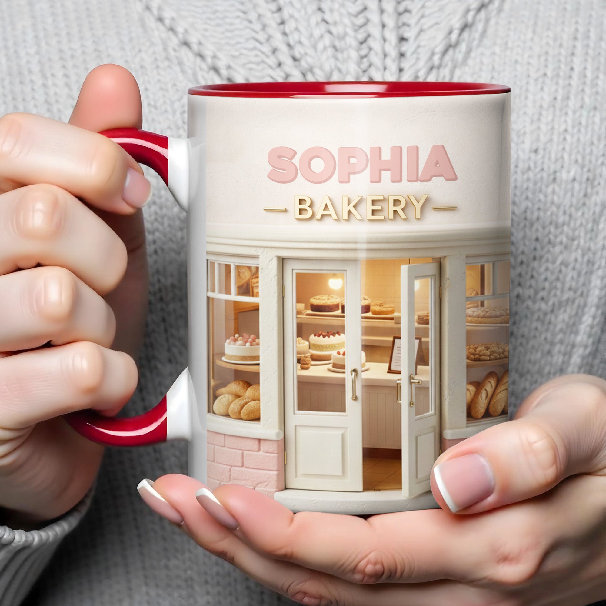 Personalized Bakery Shop And Pastries Accent Mug With Custom Name Gifts For Bakers - Image 3