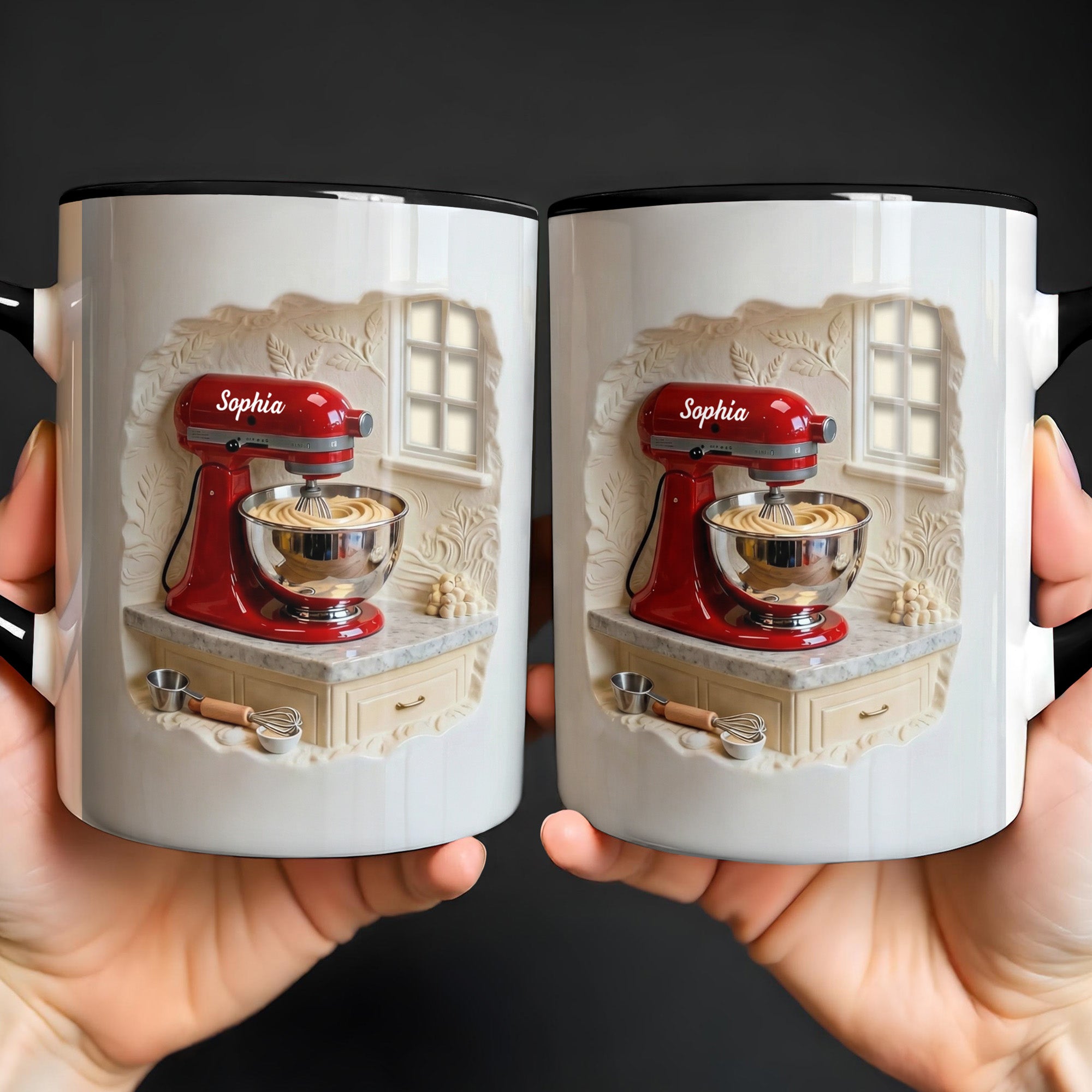 Personalized Baking Is My Therapy Red Stand Mixer Kitchen Scene Accent Mug Gifts For Bakers - Image 5