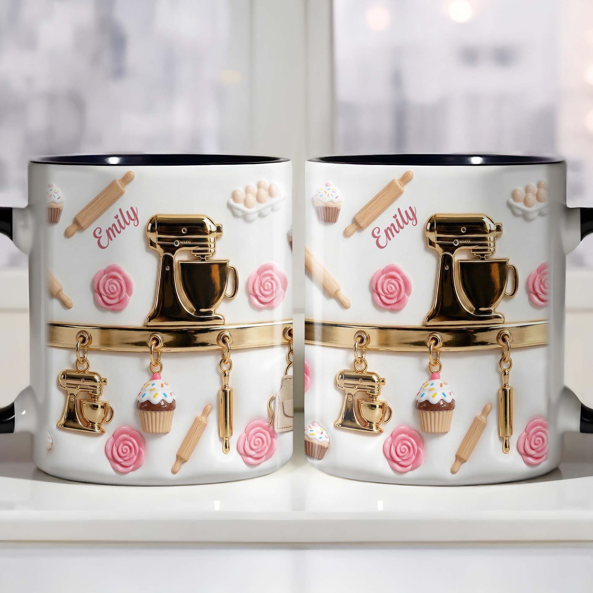 Personalized Baking Lover Accent Mug Cute Kitchen Tools Coffee Cup Gift For Bakers