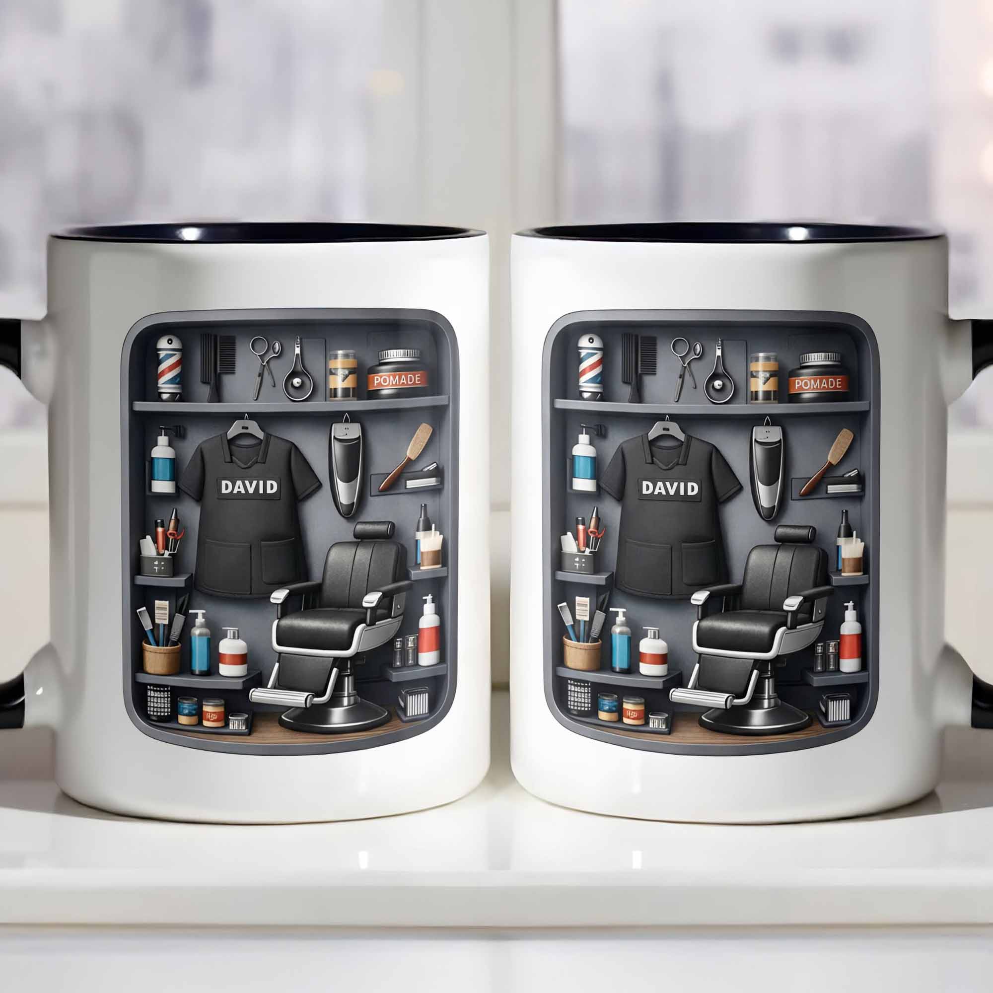 Personalized Barber Tools Design Accent Mug Barber Chair And Scissors Cup Hairstylist Gifts
