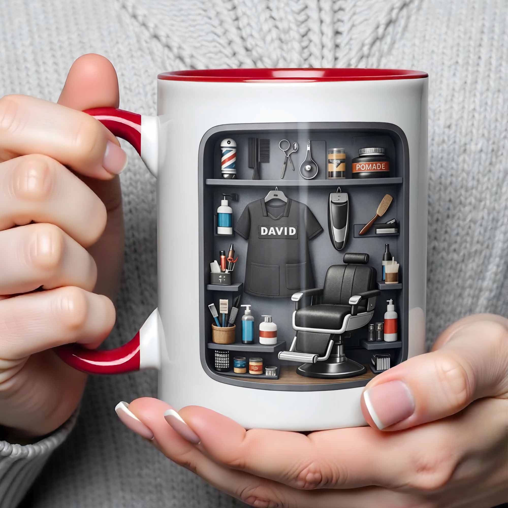Personalized Barber Tools Design Accent Mug Barber Chair And Scissors Cup Hairstylist Gifts - Image 4