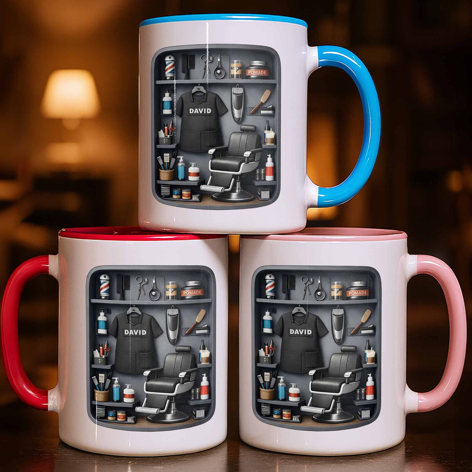 Personalized Barber Tools Design Accent Mug Barber Chair And Scissors Cup Hairstylist Gifts - Image 2